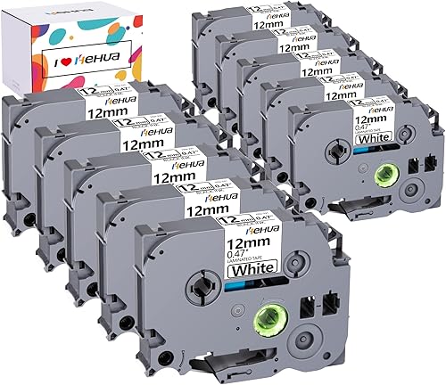 Hehua Ptouch - Cinta adhesiva de 0.47 pulgadas, color blanco, compatible con Brother TZe-231 TZe231, PT-D210, compatible con cinta Brother Label