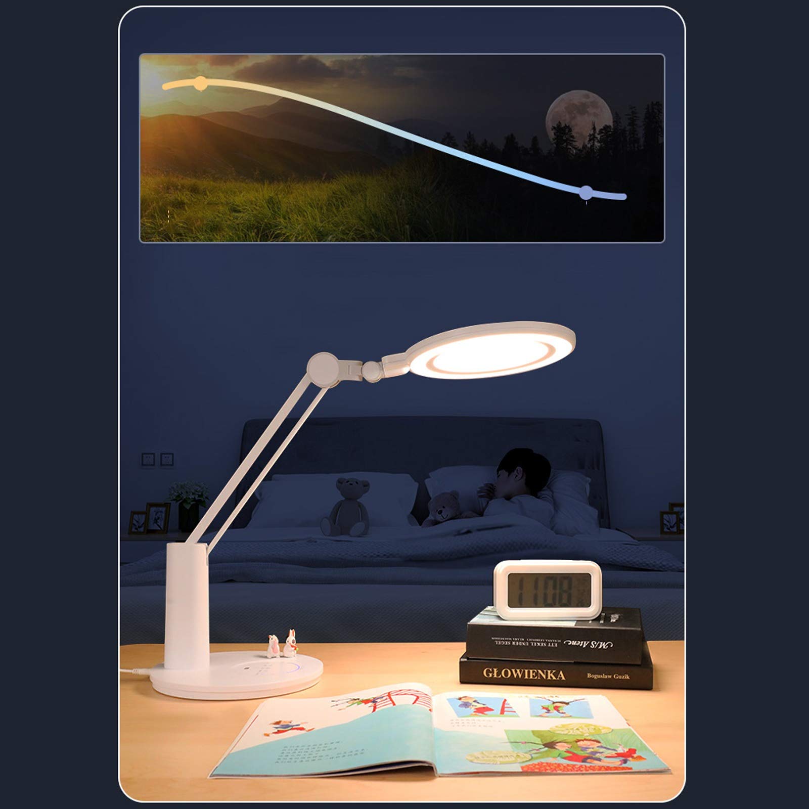 Lámpara Escritorio LED Lámpara de escritorio de 18W LED con 216 cuentas de lámparas de espectro completo Lámpara de oficina regulable con toque / Temporizador Función Modernas lámparas de escritorio i