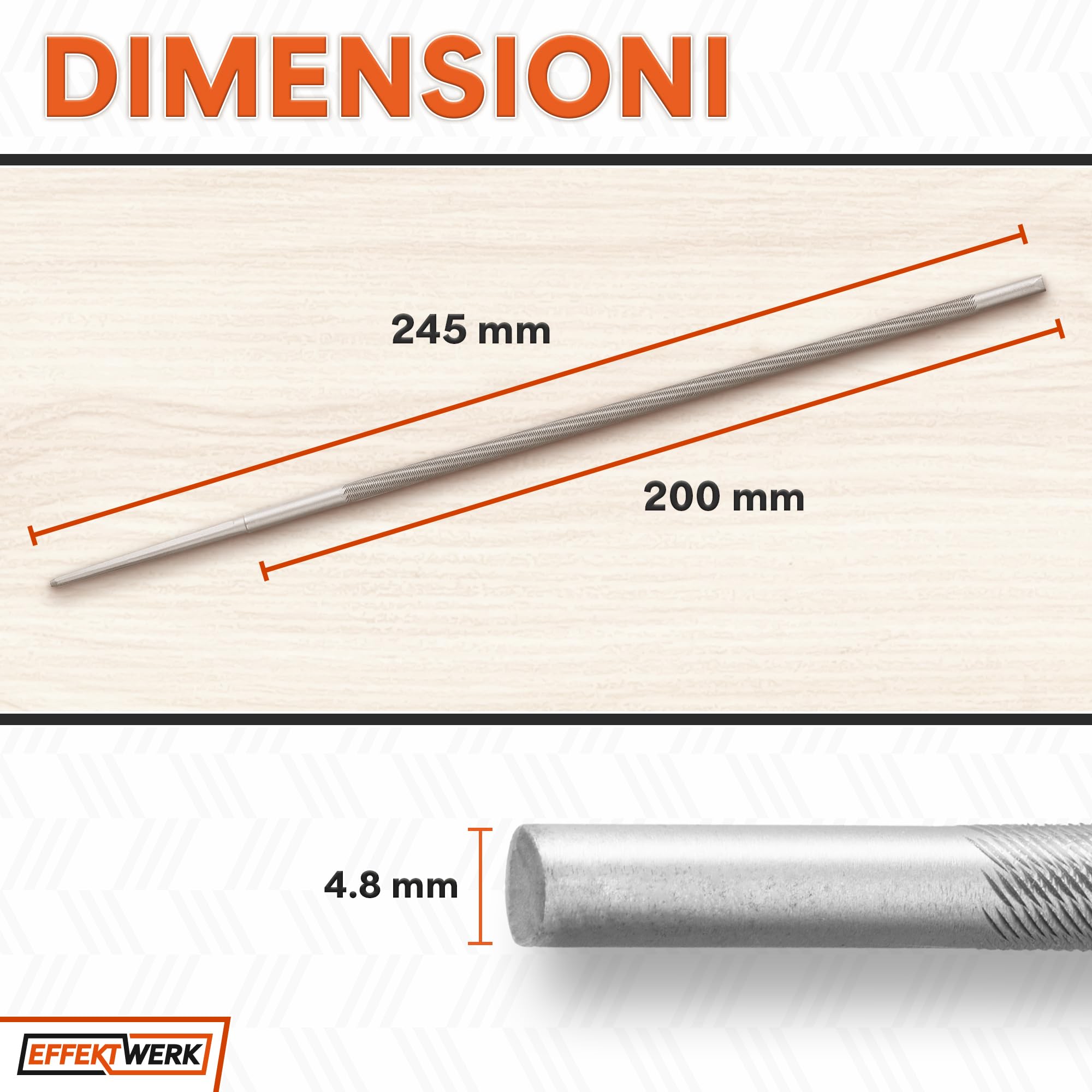 Set di lime per affilare motoseghe - 6 lime tonde compatibili con motoseghe con passo ⅜" (0,325) - Kit di strumenti efficiente per limare catene di seghe - di EffektWerk