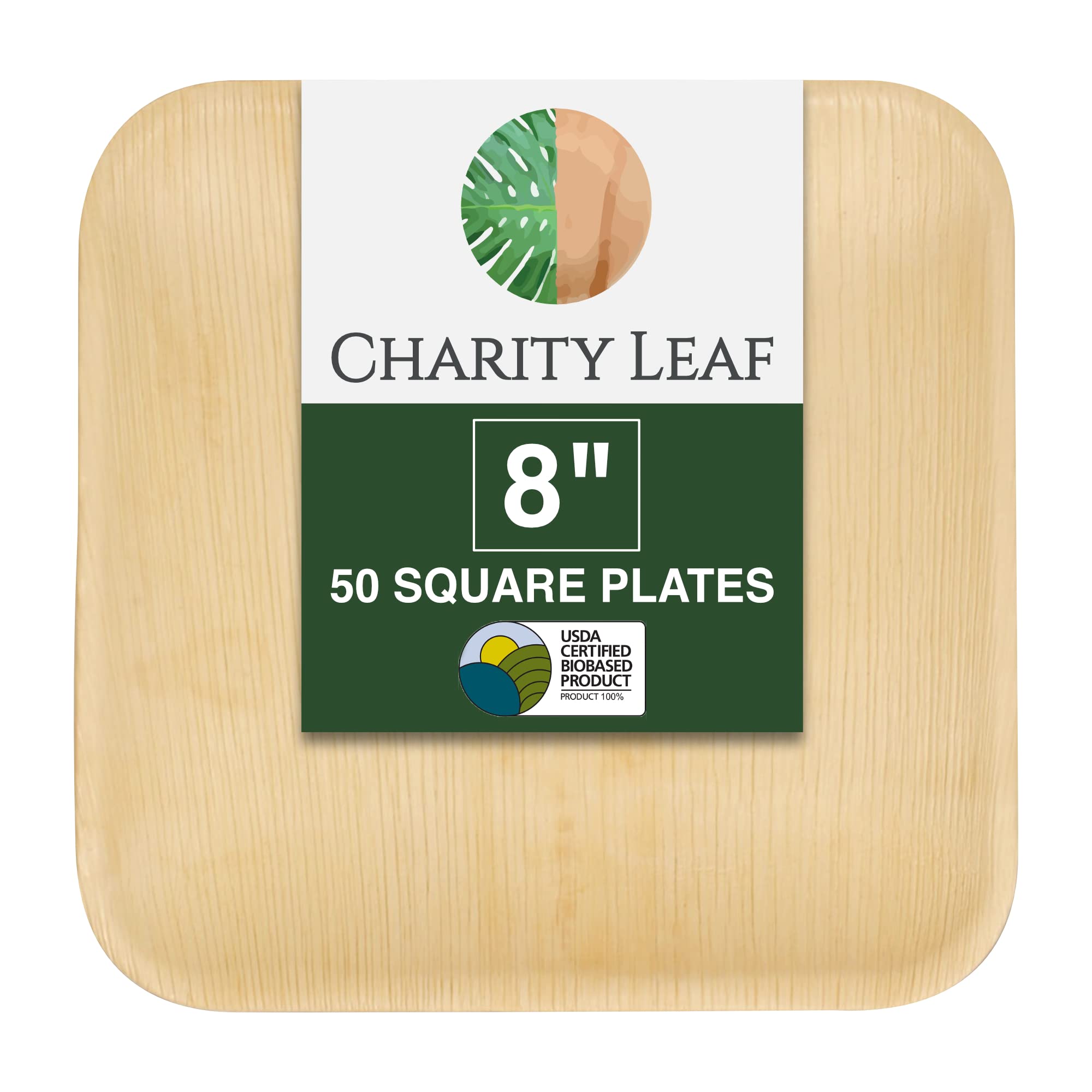 Charity Leaf square bamboo plates