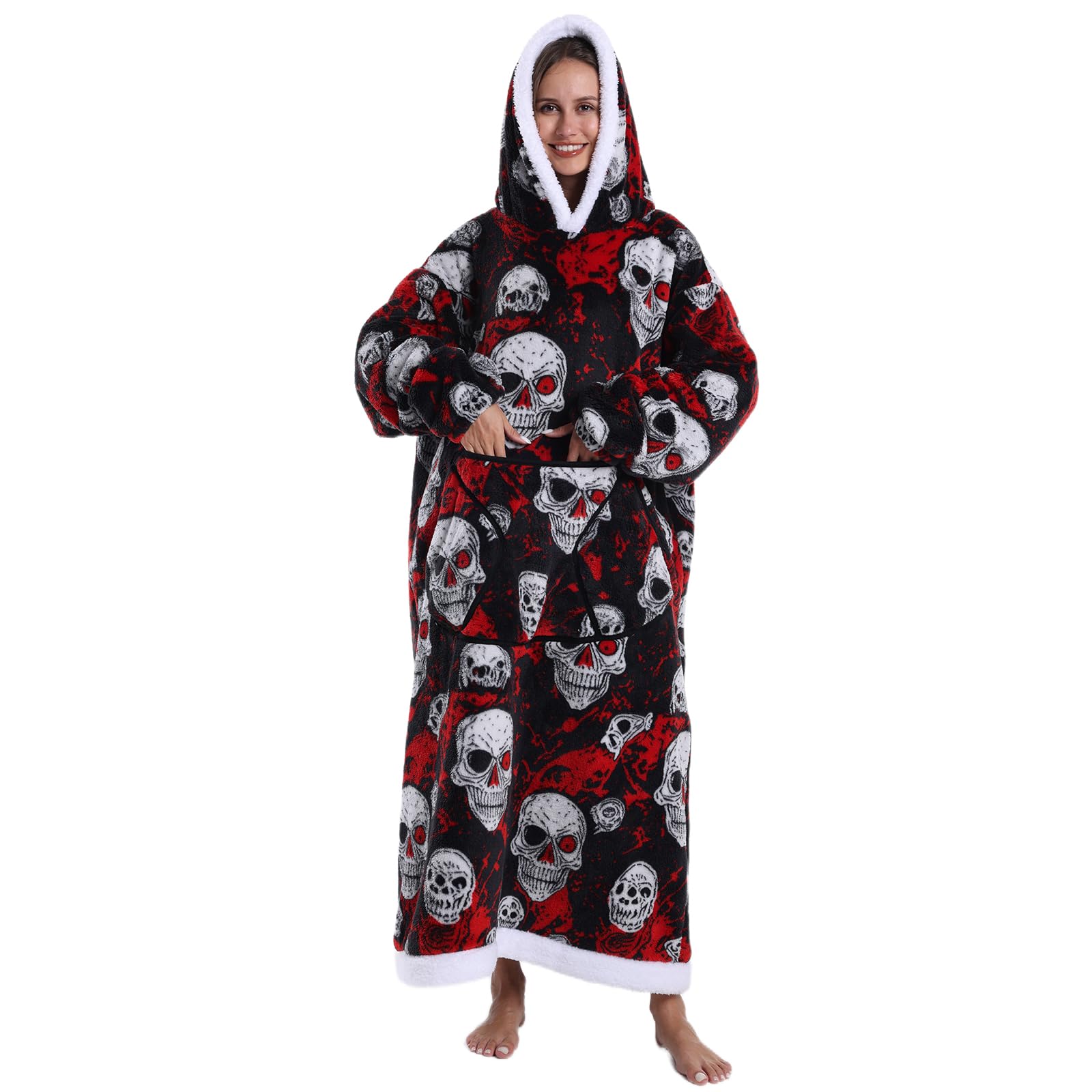 Batamanta Mujer con Capucha, Mangas y Bolsillo - Sudadera Ponible de Invierno, Manta Polar Cálida para Sofá y Hogar | Talla Única