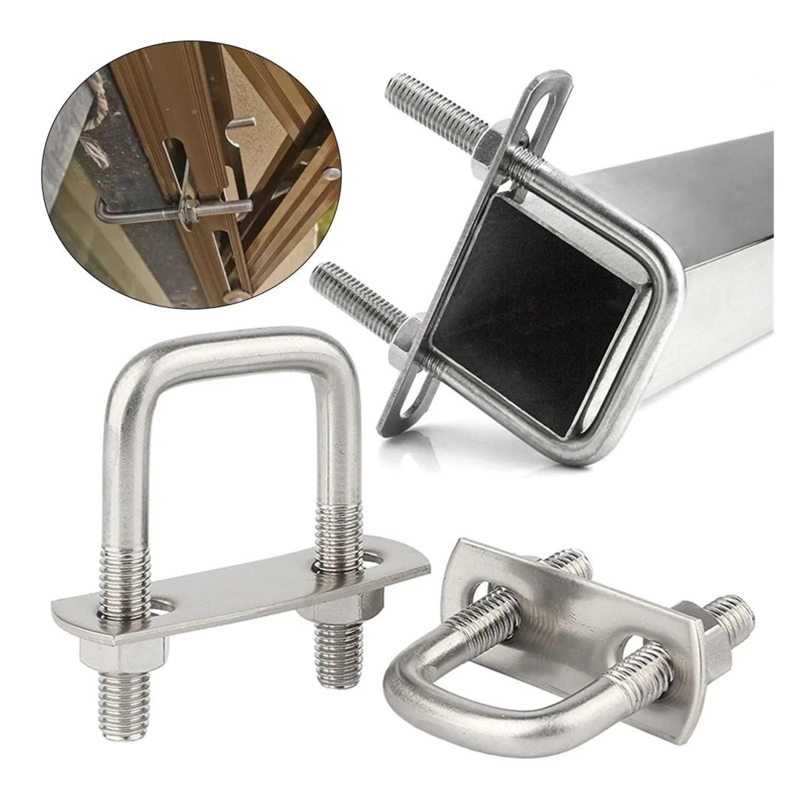 Bullone a U quadrato in acciaio inossidabile, Bulloni a U quadrati in acciaio inox 304 M6 misure multiple 2 pz(2Sets M6x20x50mm)