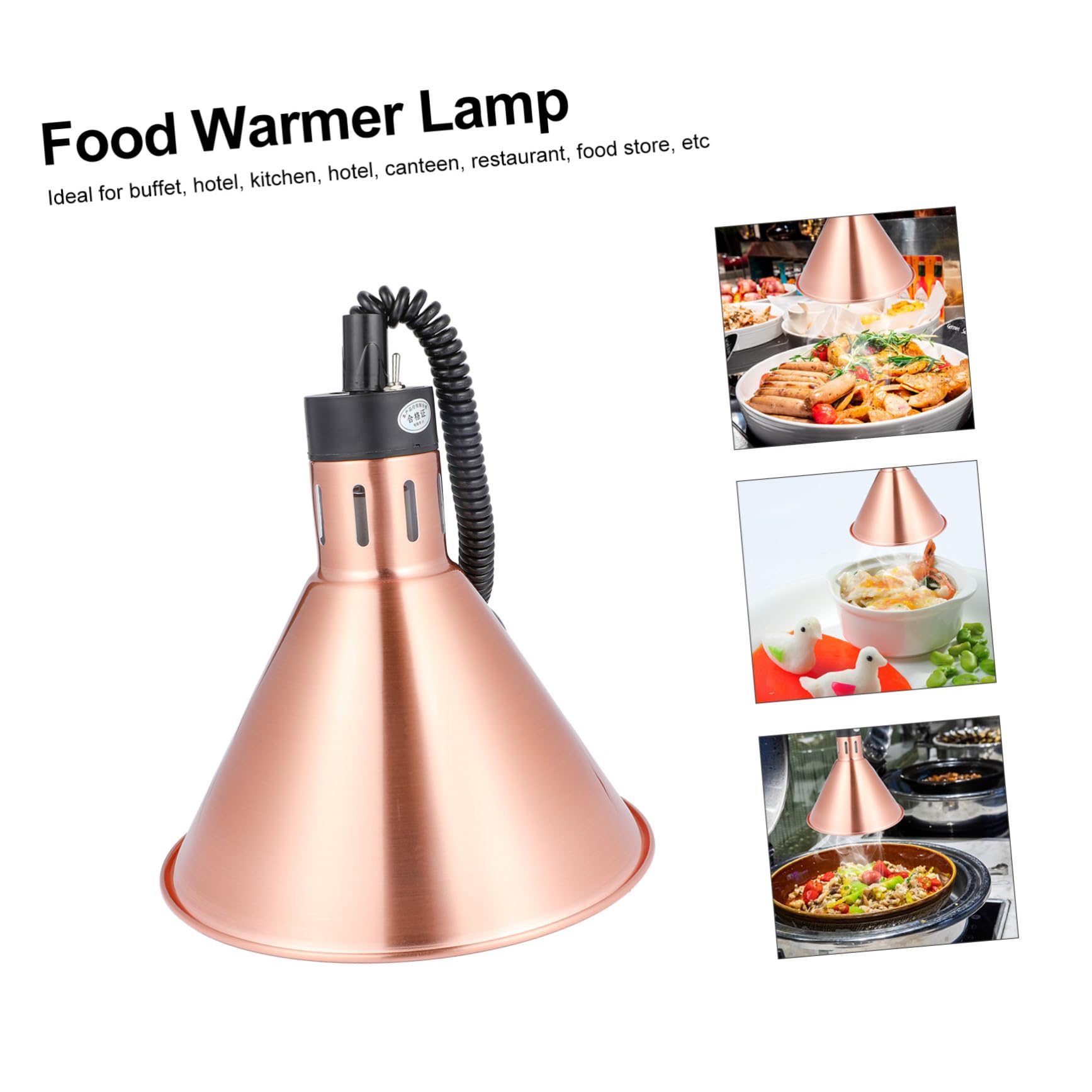 BESTYASH Lampada Riscaldante Telescopica in Metallo per Scaldavivande a Sospensione, Altezza Regolabile, Luce Buffet per Hotel, Ristoranti e Mense Professionali