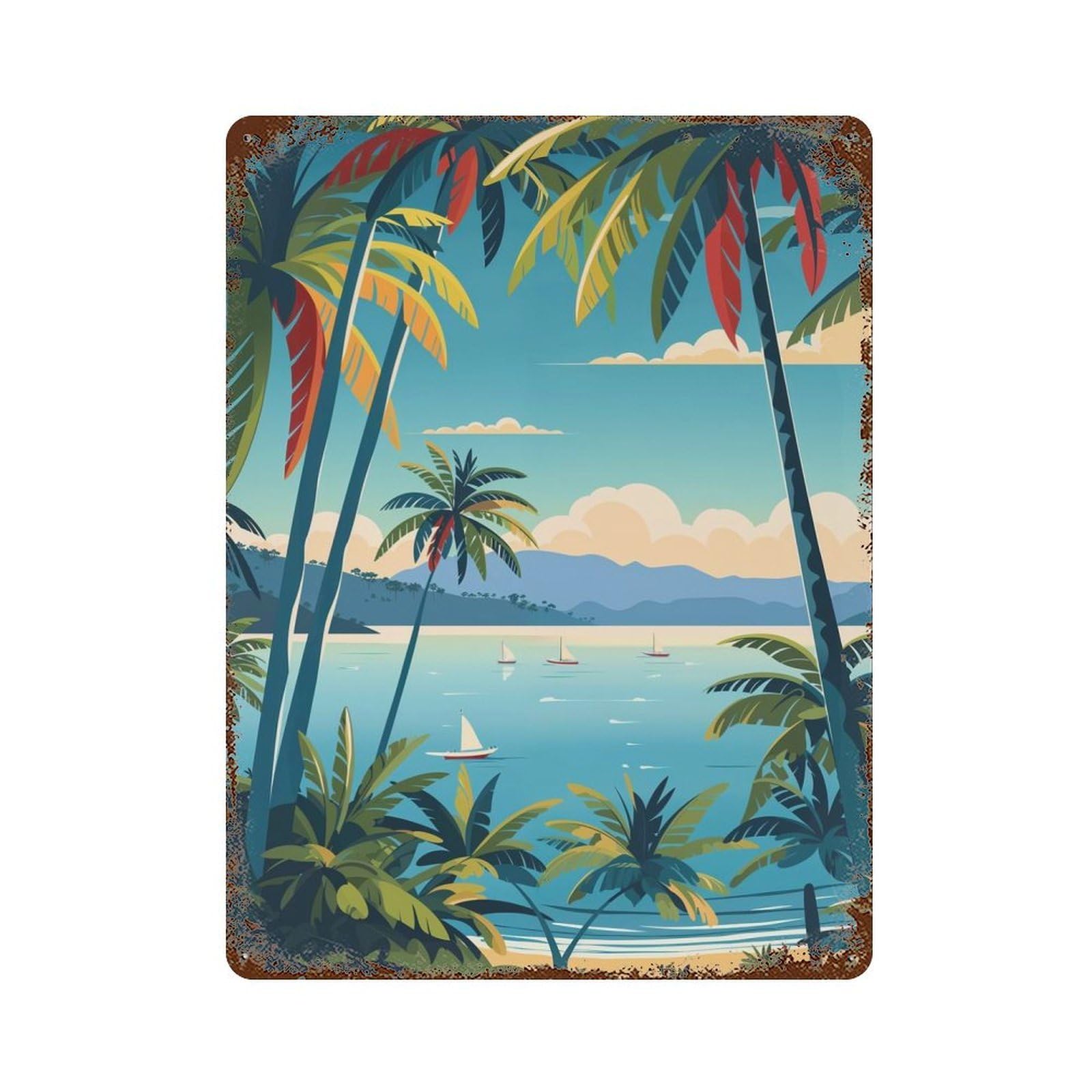 Papua New Guinea Rust Effect Tin Sign 15.7"x11.8", Ideal for Shed, Workshop And Garage Wall Decor