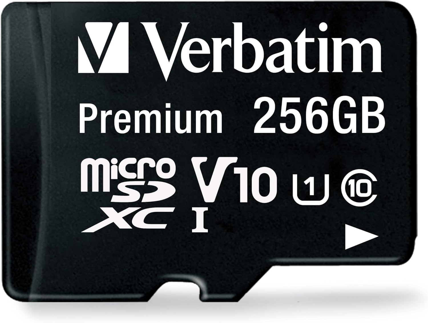Verbatim 256GB Premium microSDXC Memory Card with Adapter UHS-I V10 Class 10 Supports Full HD (1080p) U1 Speed Rated Up to 100MB/s Read Speed