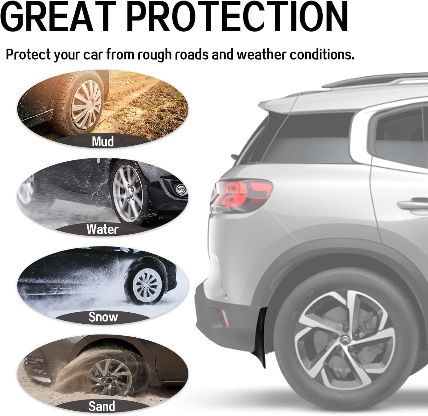 Set 4 Parafanghi In Gomma Per Jeep Renegade | Anteriore E Posteriore | Paraschizzi Con Viti | Protezione Da Graffi E Fango - 3