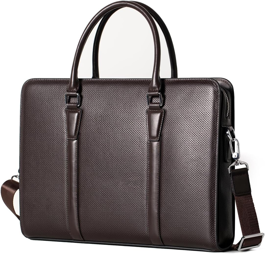 14 Inch Genuine Leather Briefcases for Men Laptop Bag With Lock Business Messenger Bag