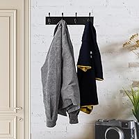 Vista 4 de HOME MASTER HARDWARE Perchero de Pared Negro, Ganchos de Pared de MDF para Colgar Abrigos, Perchero de Sombreros de 16" para Pared con 4 Ganchos