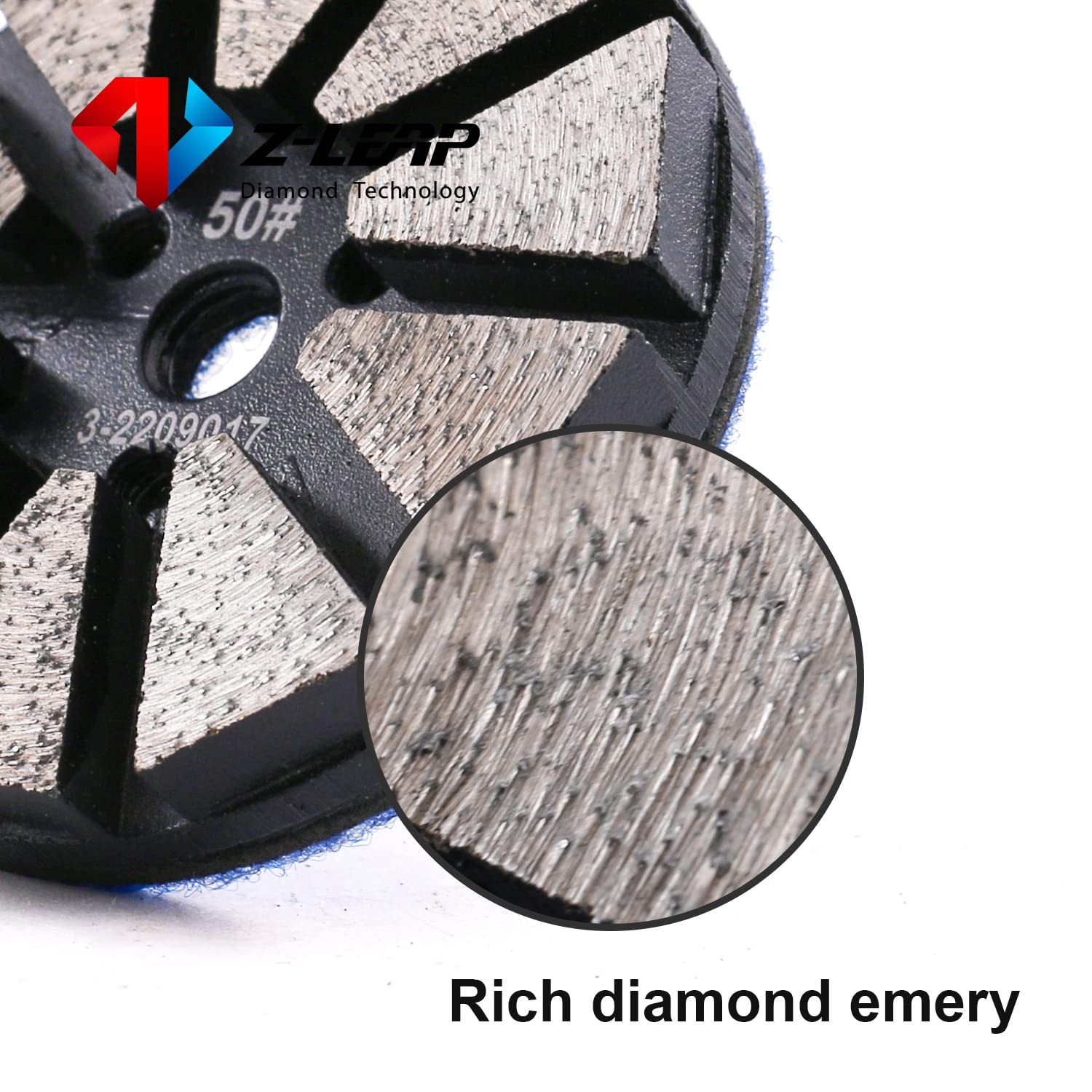 Discos de pulido de suelo de diamante de metal de 3 pulgadas para piedra de hormigón (grano 50, 3 piezas)