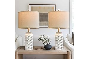 Charming White Ceramic Bedside Lamp Set Adds a Touch of Modern Elegance...