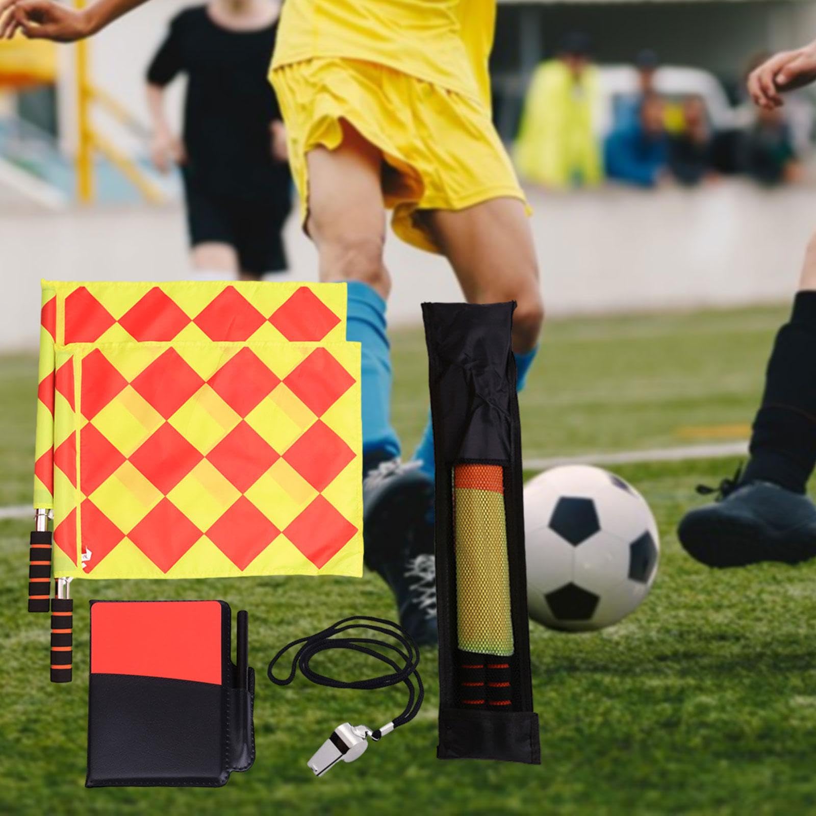 kowaku Soccer Referee Flags Kit Referee Tool Kit Signal Flag Referee Accessories Set Referee Cards for Football Soccer Competition