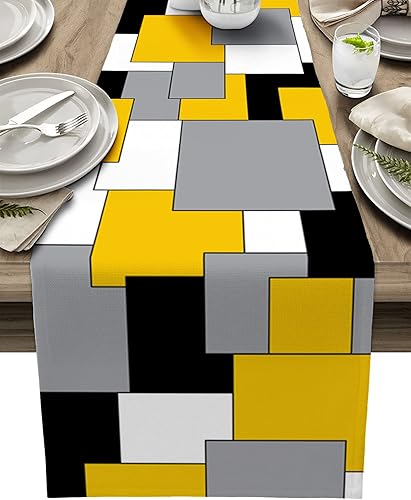 Miniatura 8 de Camino de mesa de Navidad de arpillera de lino de 90 pulgadas de largo, muñeco de nieve, copo de nieve, camino de mesa rojo para tocador, fiesta,