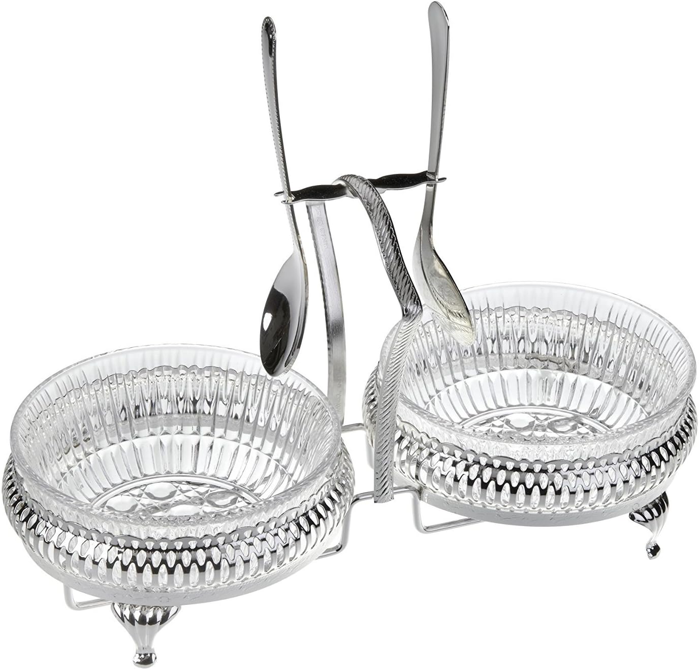 Queen Anne Jam Sugar Dish in Silver Plated Frame/Spoons with Tarnish Resistant Finish That Never Needs polishing British Made