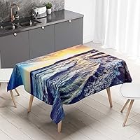 Vista 1 de Sea and Sky View Mantel Redondo para Mesa De 4 Sillas Camping Tablecloth Decor for Dining Room 60 X 84 Inch