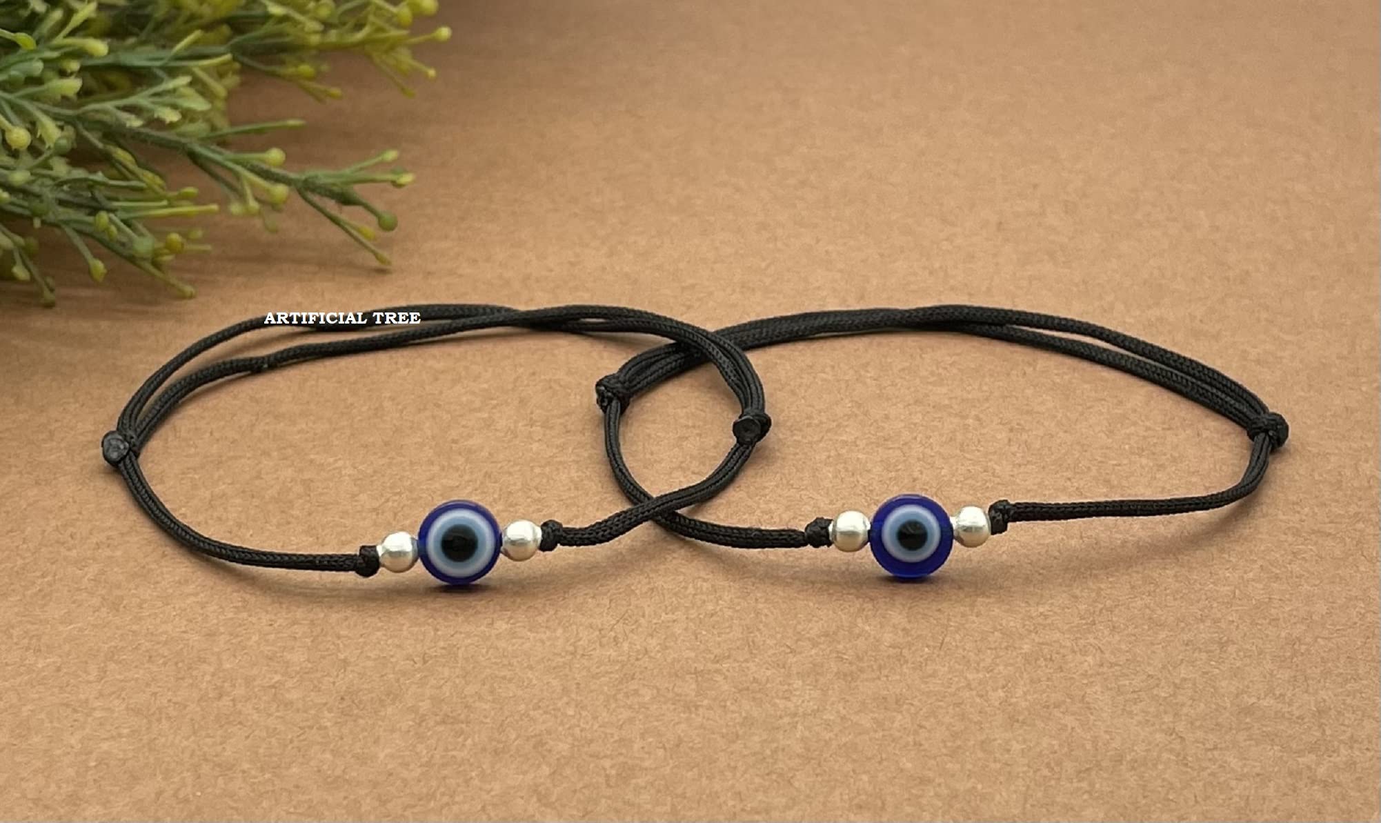 German Silver Evil Eye Charms Thread Adjustable Anklet