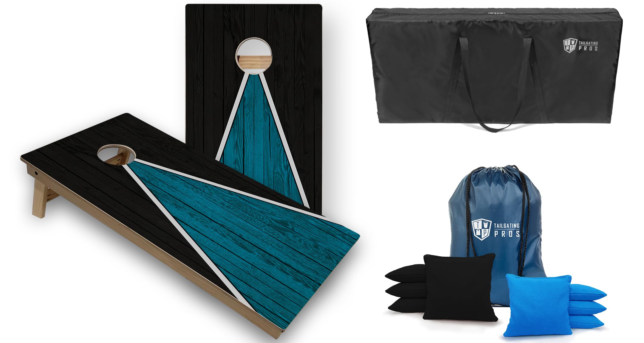 Tailgating Pros Tournament Grade Multicolor Cornhole Boards - Built-in LEDs, Carrying Case & Set of 8 Corn Filled Bags