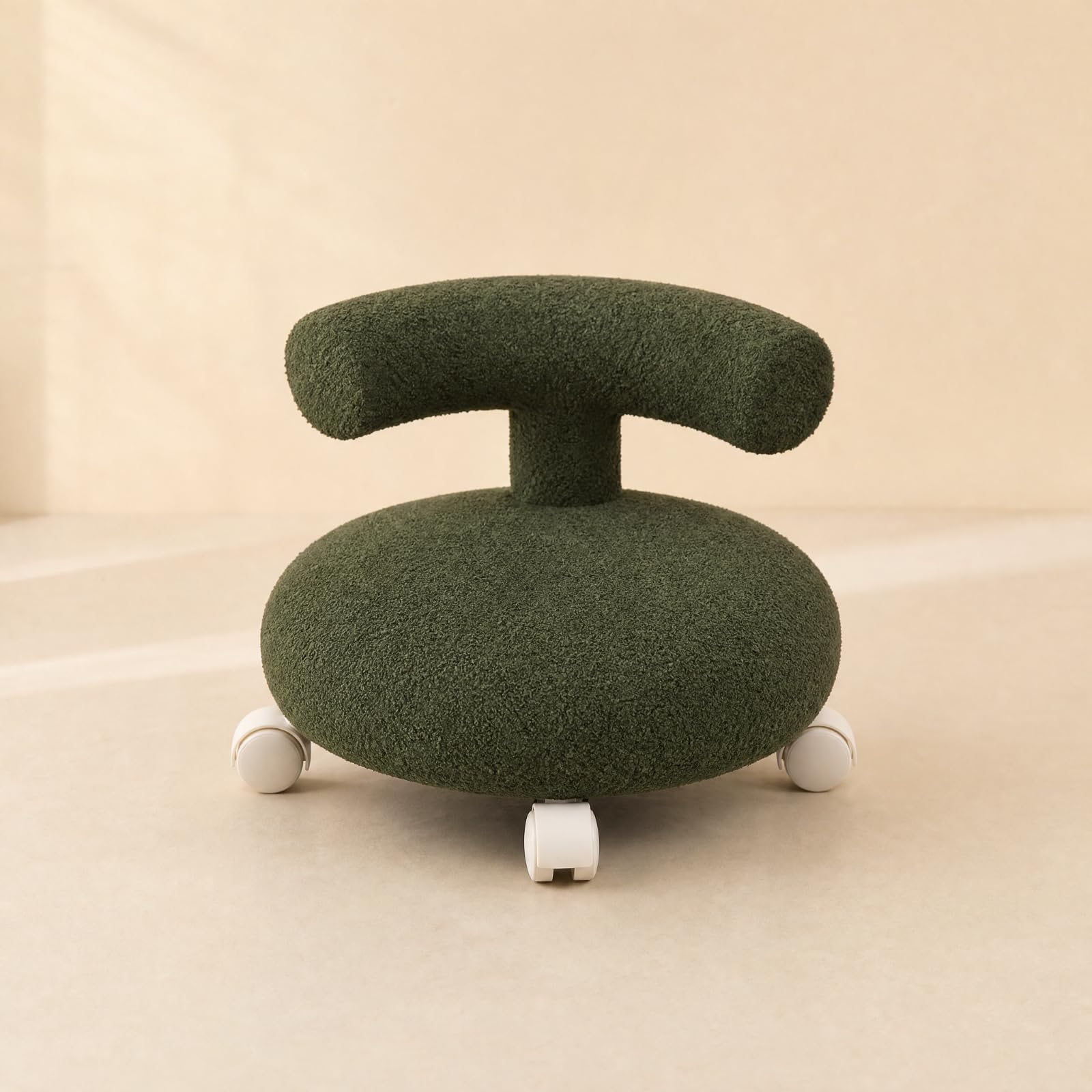 kowaku Taburete Infantil con Respaldo Redondo Taburete bajo con Ruedas Giratorio Silla Giratoria Ruedas para Niños, Adolescentes, Hogar, Juego,