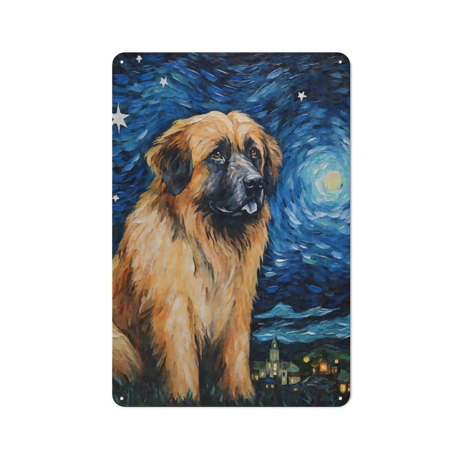 Classic Leonberger Starry Night Metal Wall Sign 30x20cm, Pub Wall Decor for Diner, Restaurant, Shed Or Kitchen