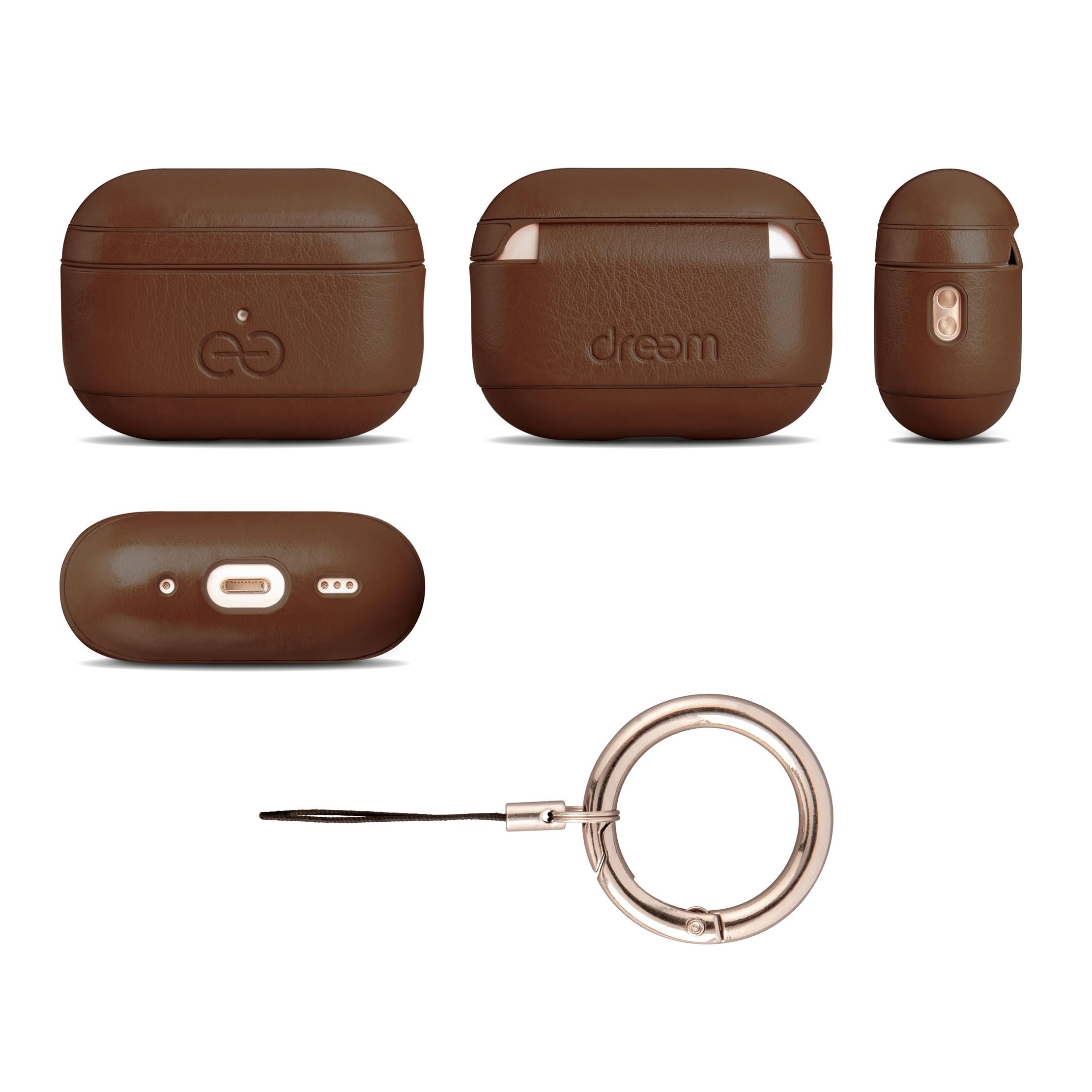 Dreem Om pour AirPods Pro 2/Pro Housse en Cuir Vegan - Compatible avec Étui pour AirPods Pro Les écouteurs sans Fil Bluetooth Apple pour iPhone - Chocolat - 2
