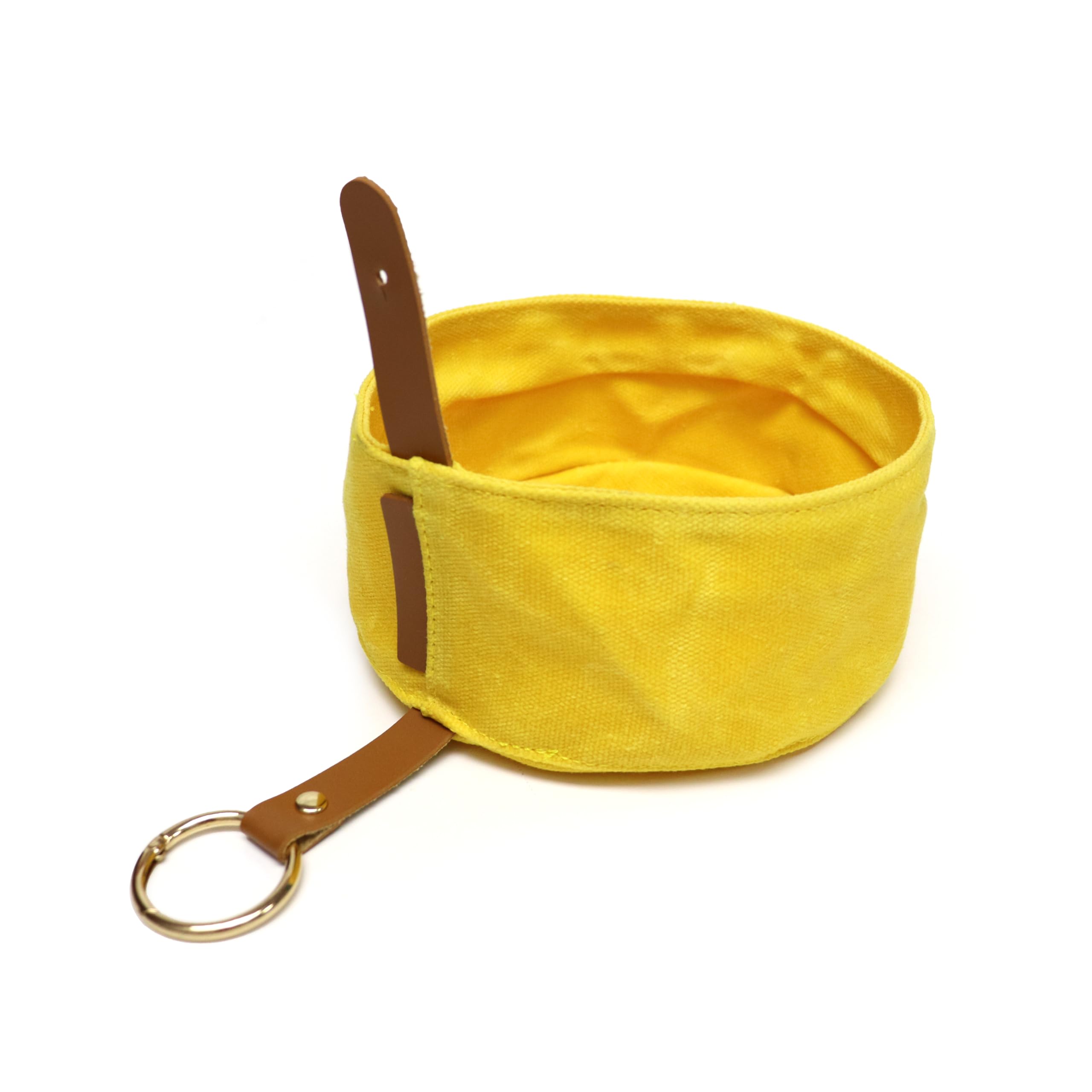 Waxed Canvas Foldable Dog Bowl (Yellow)