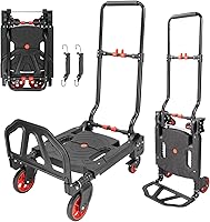 Vista 1 de Carro de mano 2 en 1 plegable, carretilla de mano plegable de 330 libras, resistente, combinación de 4 ruedas y 2 ruedas, carrito convertible con 2