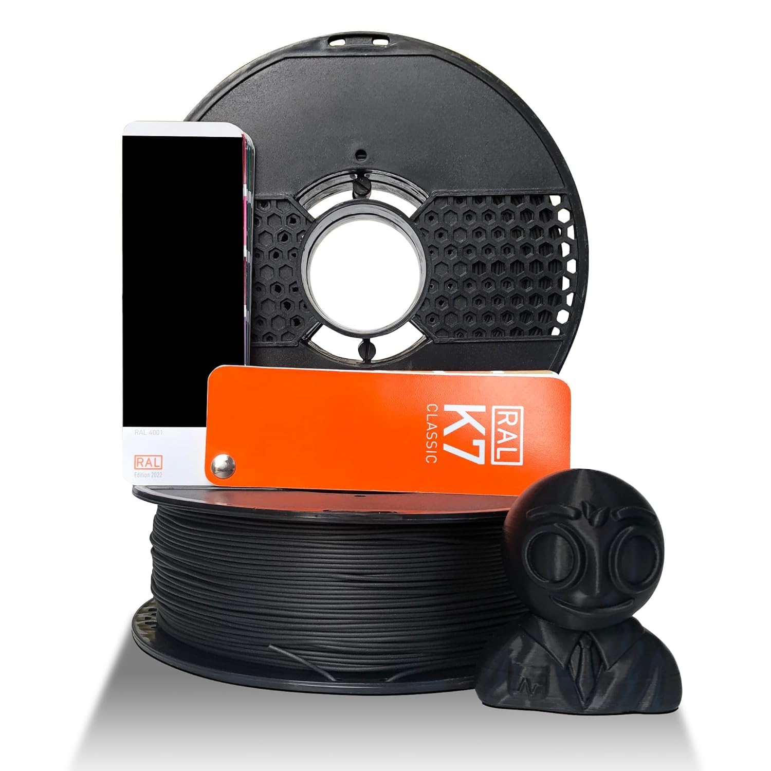 NFIL3D 1KG Net Rpla Raven Black 3D Printer Filament | Filaments for 3D Printer| 1.75mm| Accuracy - +/- 0.015mm | 1000g 3D Filament, 250g Spool & 350g Packaging Weight (Total Weight 1.6KG)