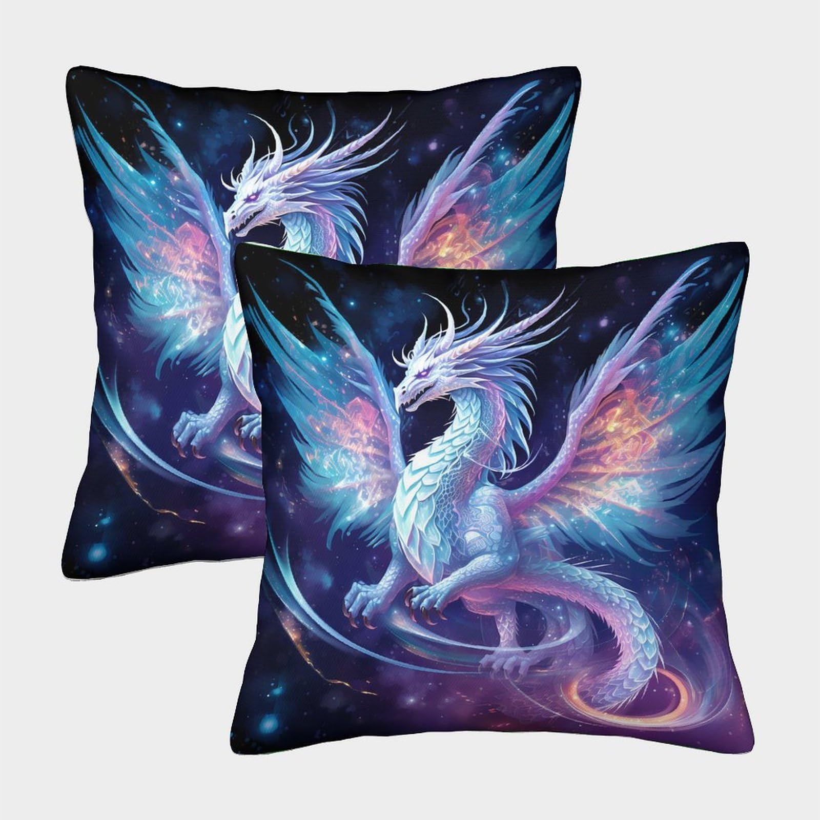 QFVANSIYO 3D Printed Fantasy Dragon Pillowcase Microfiber Soft Bedroom Decor Mythical Dragon Pillow Cover for Home Gifts Adults Teens 50x50cm