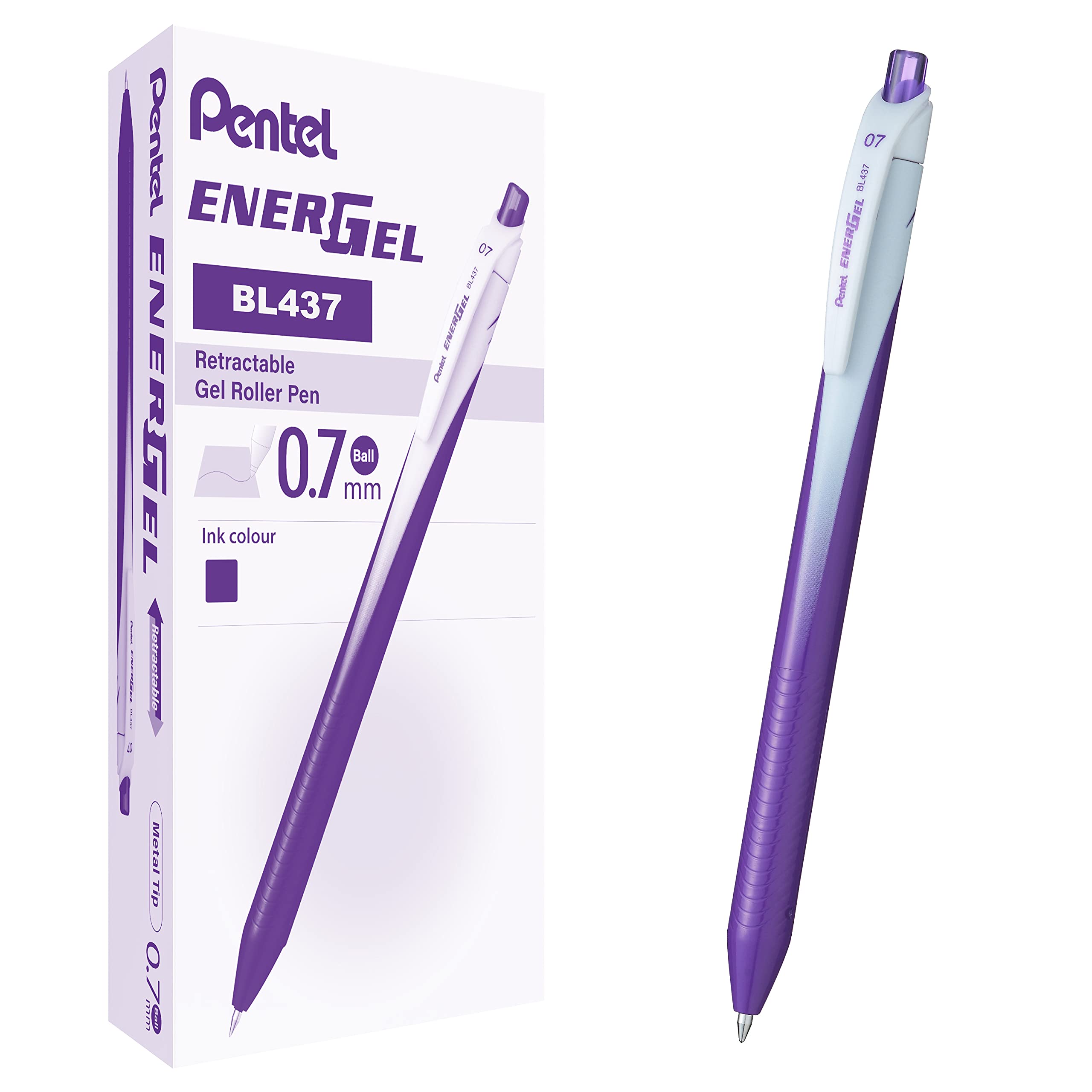 Pentel BL437 Energel Slim roller shutter 0.7 mm purple