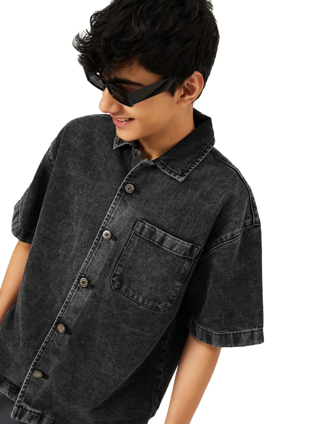 【ほぼ未使用】Small Box Denim Shirt Black L -1117Wx1400H-700359545-black-