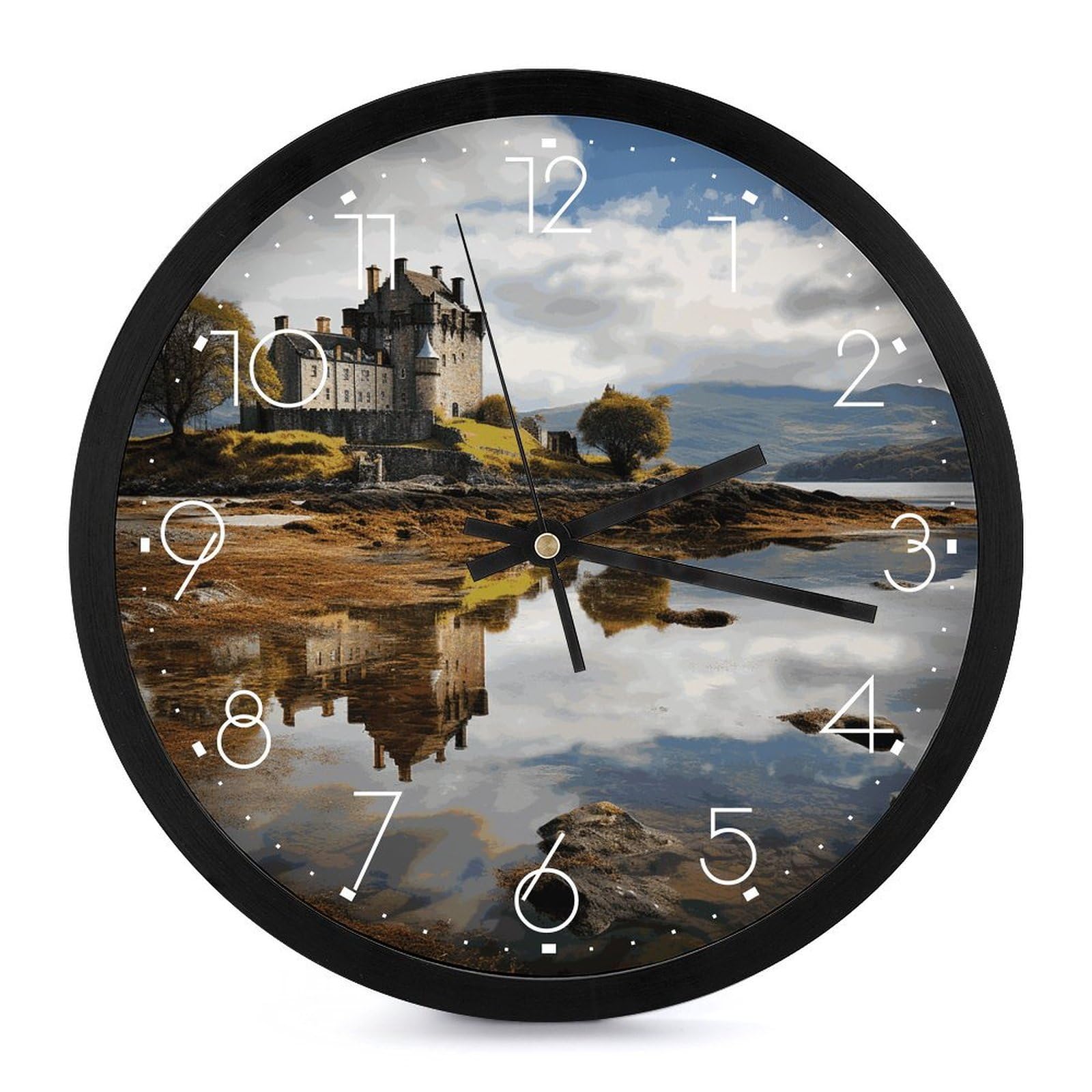 Horloge murale analogique ronde de 25,4 cm idéale pour la cuisine, le salon ou la salle de bain