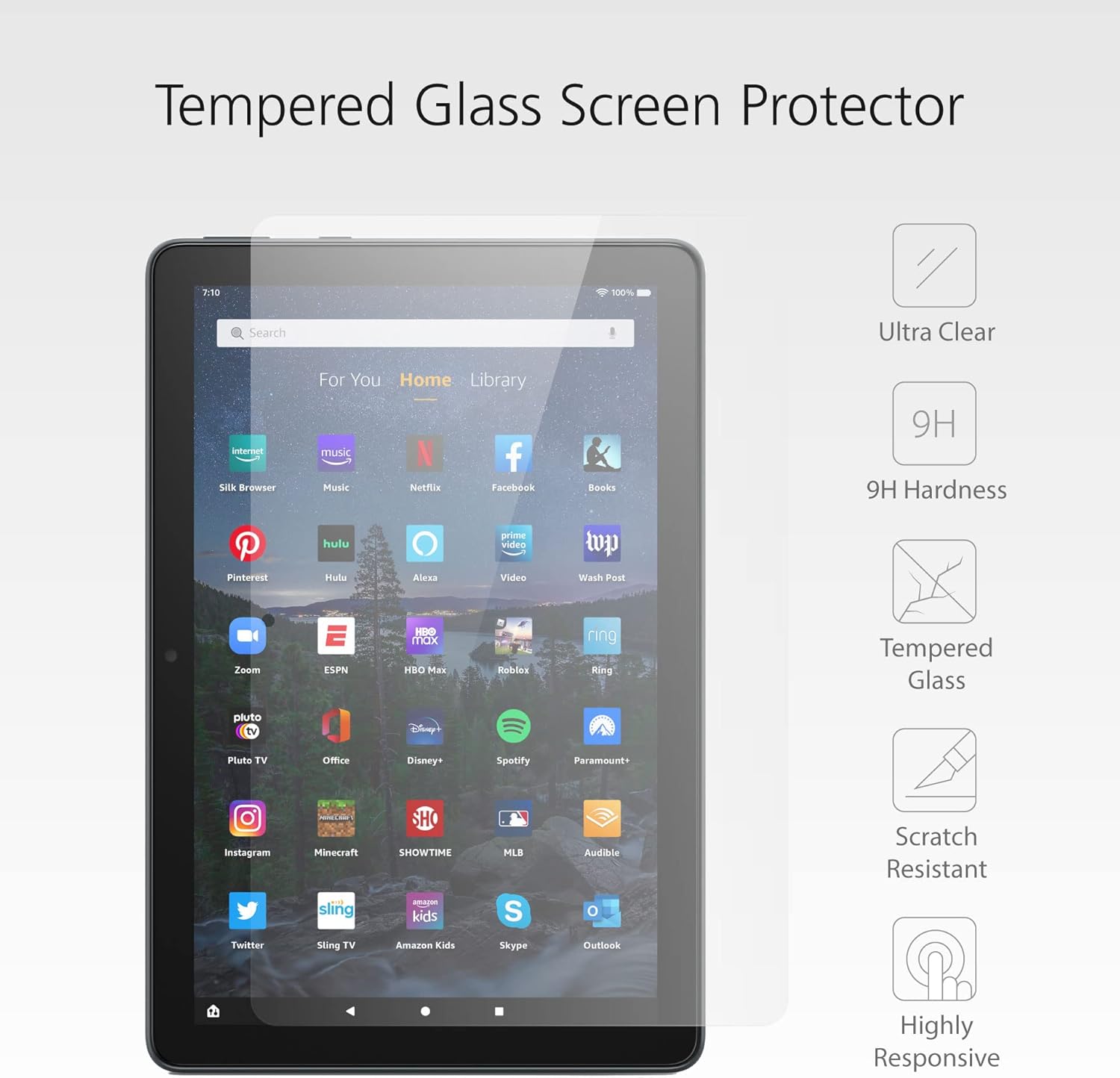 Made for Amazon Glass Screen Protector for Fire HD 10 tablet (2021 Release)