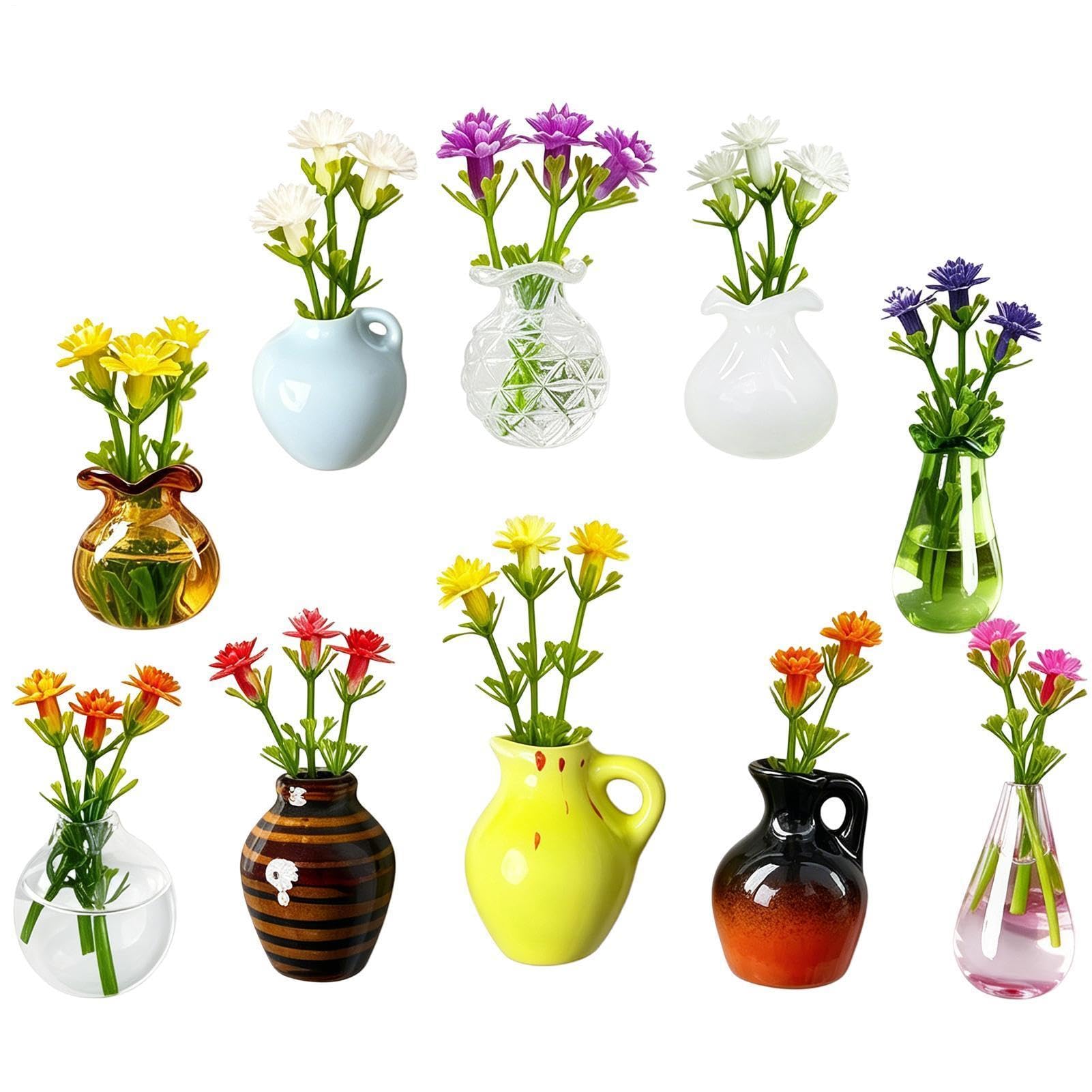 Pots de fleurs en céramique et verre aimantés, design minimaliste haut de gamme pour frigo
