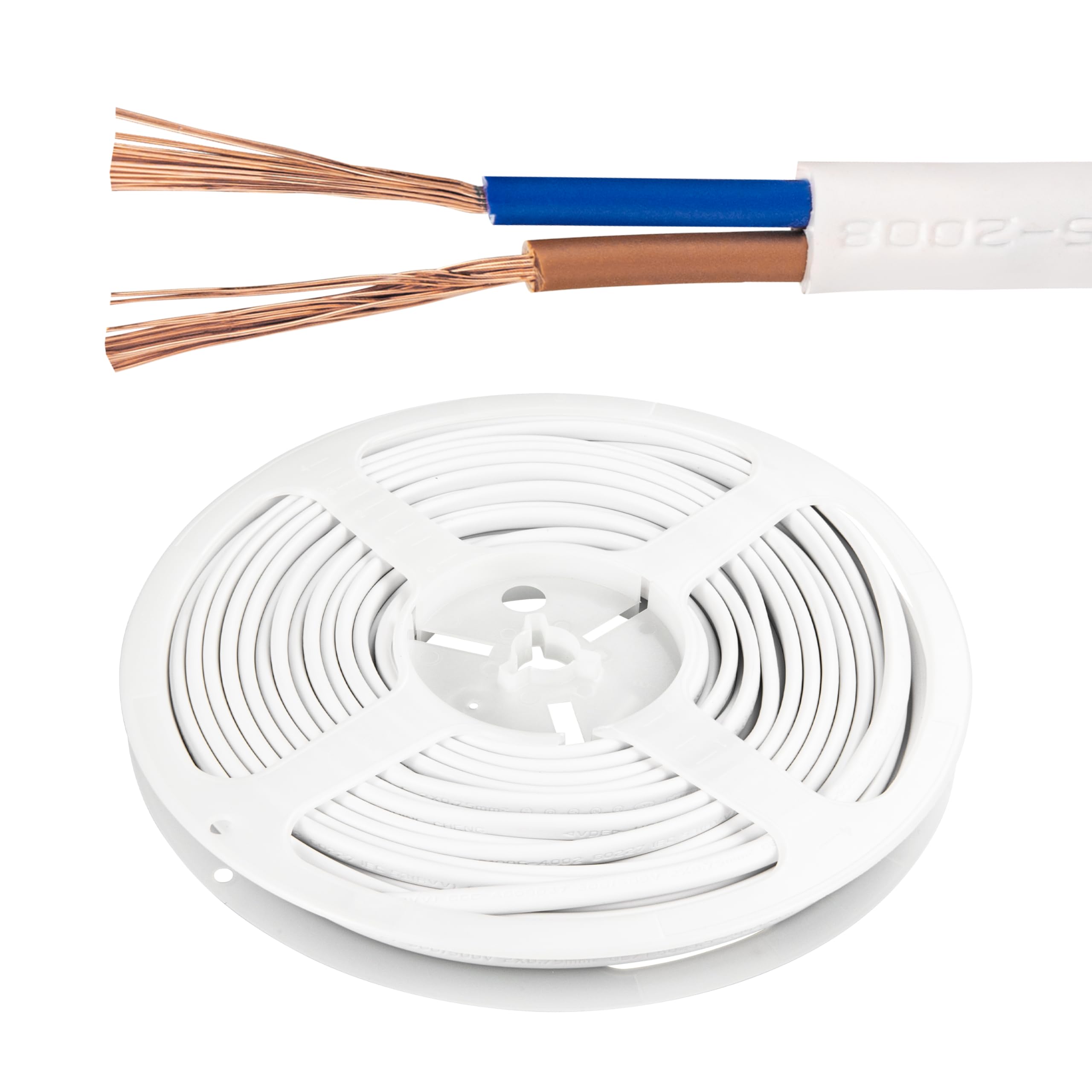 URCIANOW 0.75mm² 10m Twin Core Cable Flat White 8A Pure Copper Core Flexible 18AWG Electrical Wire for DIY Power Cable Extension Wire For Home Small Electrical Wiring (3182Y Flex Wire)