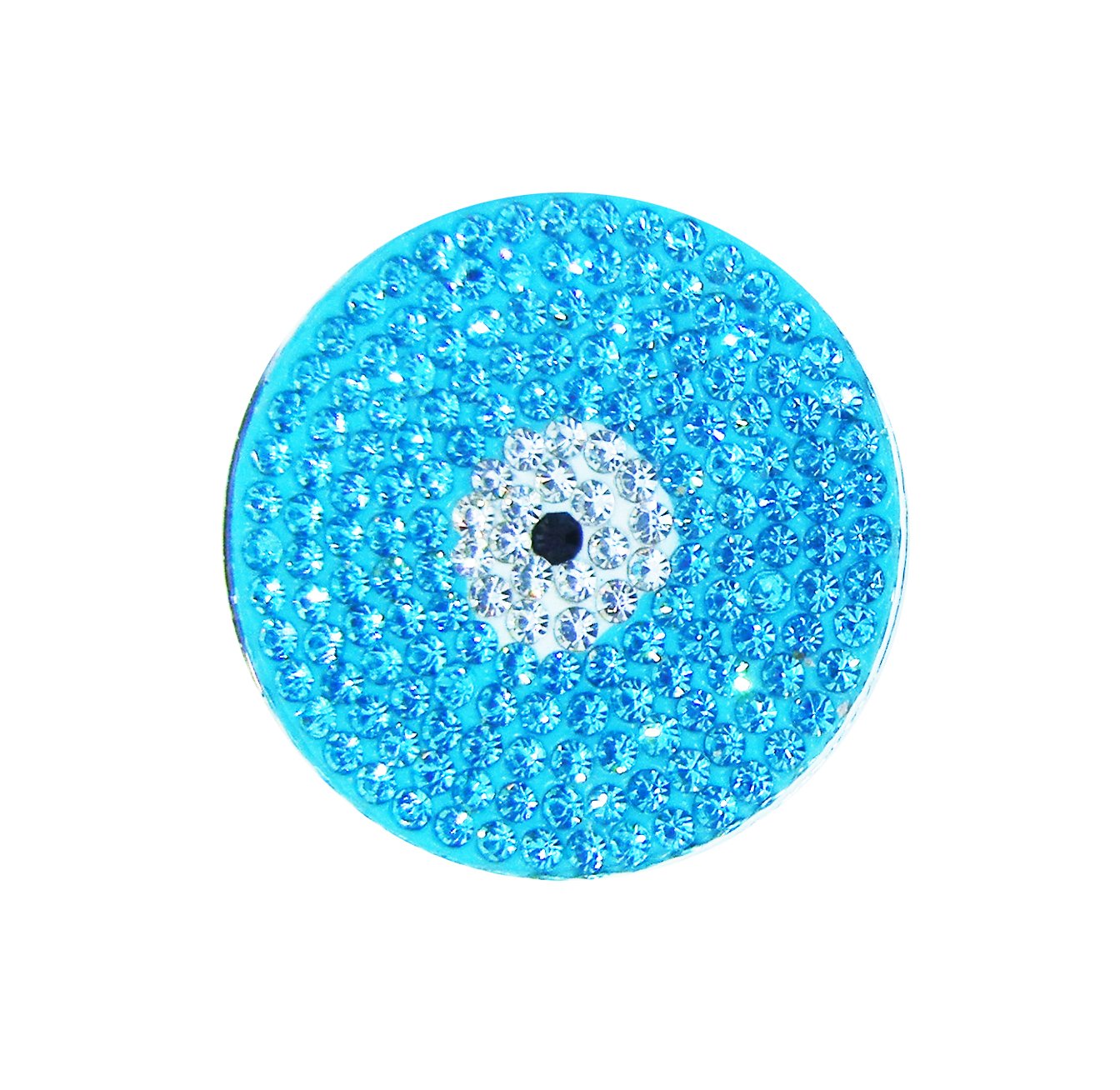 NAVIKAEvil Eye Micro Pave Crystal Golf Ball Marker with Magnetic Hat Clip | Evil Eye Symbol Golf Accessory with Bling | Great Gift for Women Golfers | Clear and Turquoise Crystals