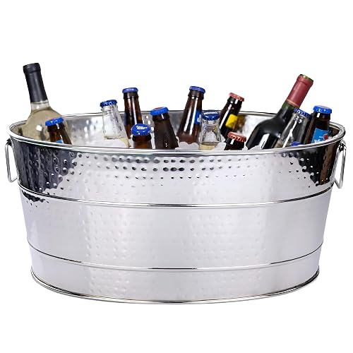 BREKX Heavy-Duty Stainless Steel Beverage Tub for Parties, Large, Oval