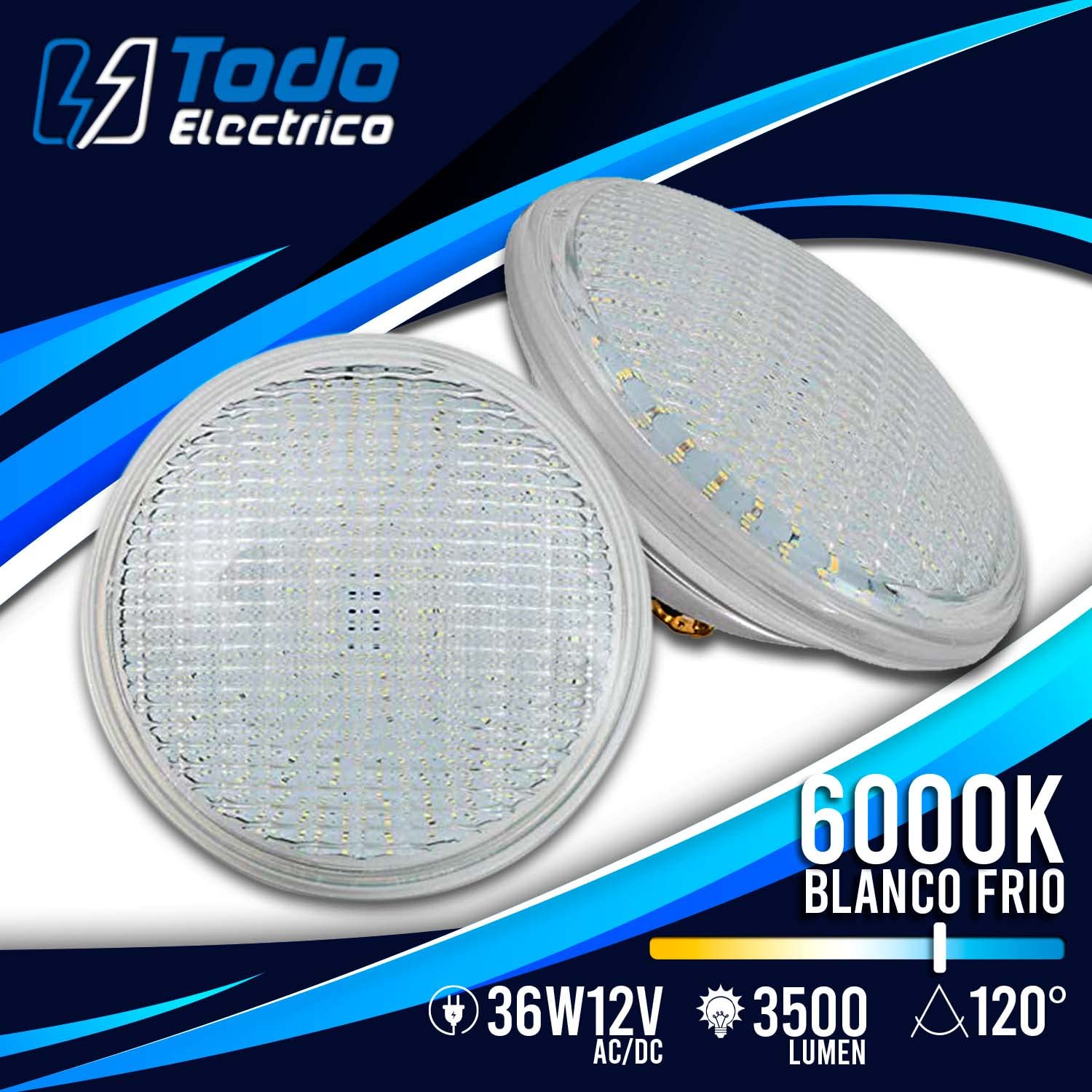 Bombilla Piscina LED Sumergible PAR56 35W 12V 6000K para empotrar Lámpara de luz subacuática para piscina, Luz blanca impermeable para estanque de piscina interior al aire libre