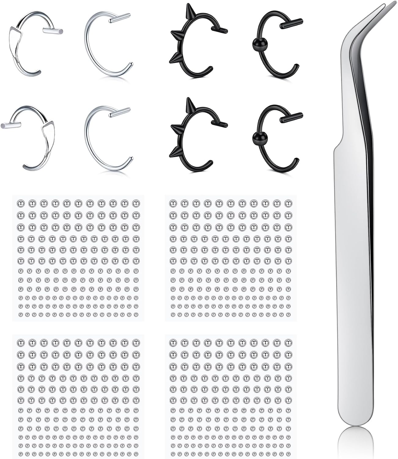 Zolure Fake Lip Piercing Vampire Teeth Fake Lip Piercing Jewelry Fake Lip Rings Snake Bite Jewelry Non-Piercing Lip Cuff Fake Nose Ring