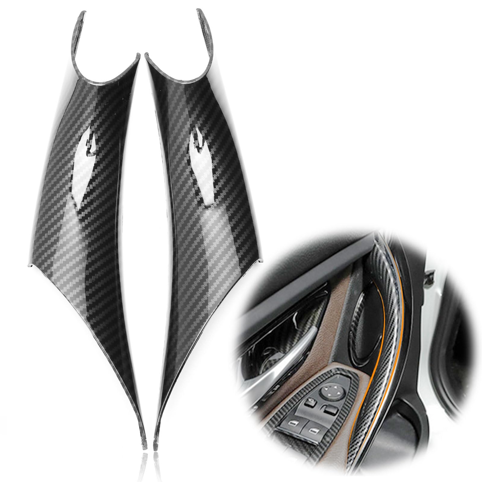2PCS Front Interior Inner Inside car Door Pull Handle Grab Cover Fit for BMW 3 Series 320i/328i/330i/335i/F30/F31/F34 2012-2018 and 4 Series 428i/435i/F32/F36 2012-2018 Carbon Fiber Color