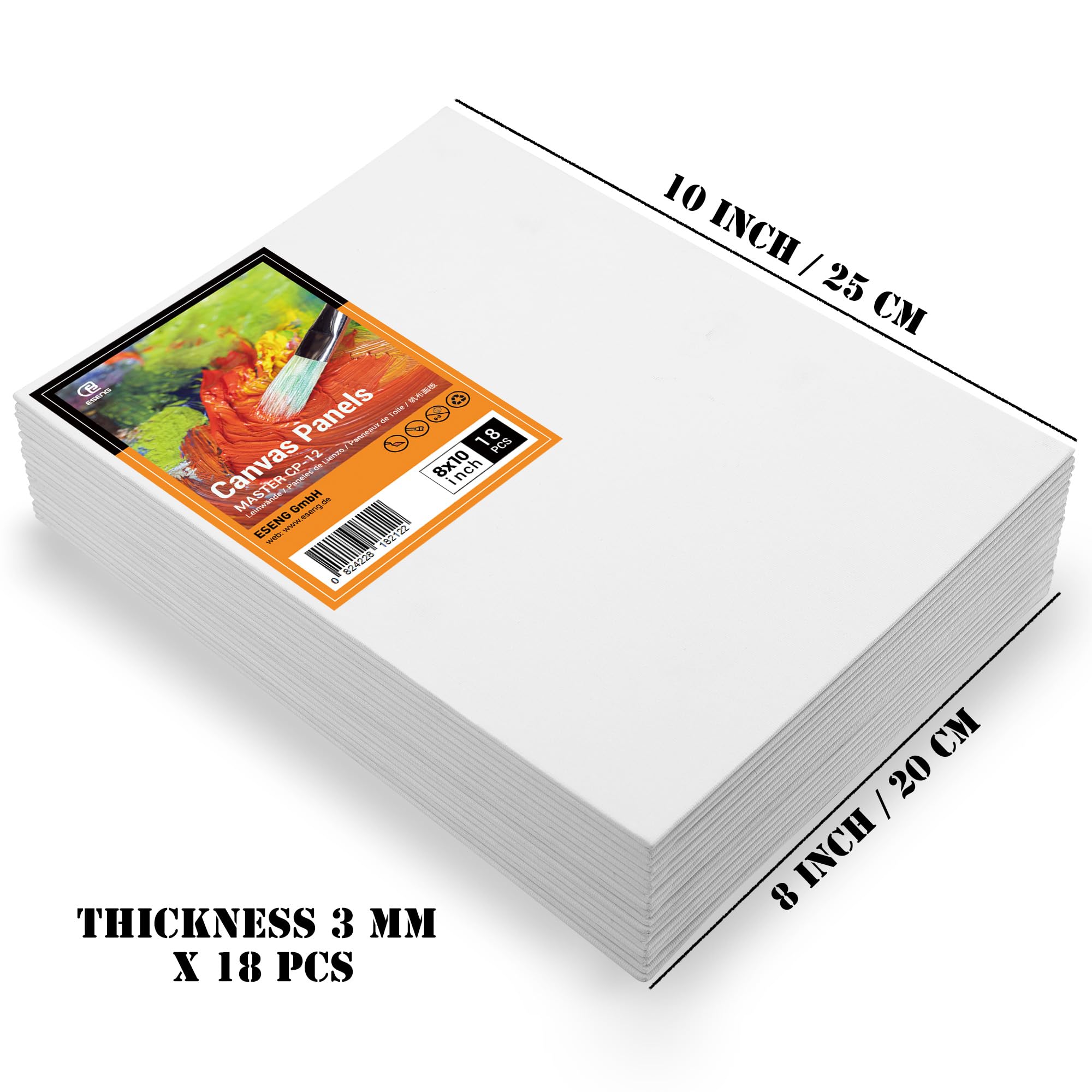 ESENG® Tele per Dipingere Set 18 Pezzi, 20x25 cm | 8x10 pollice, 100% cotone, Canvas Panel, Pannello di Tela, tavola da pittura per acrilica, olio, tempera e gouache