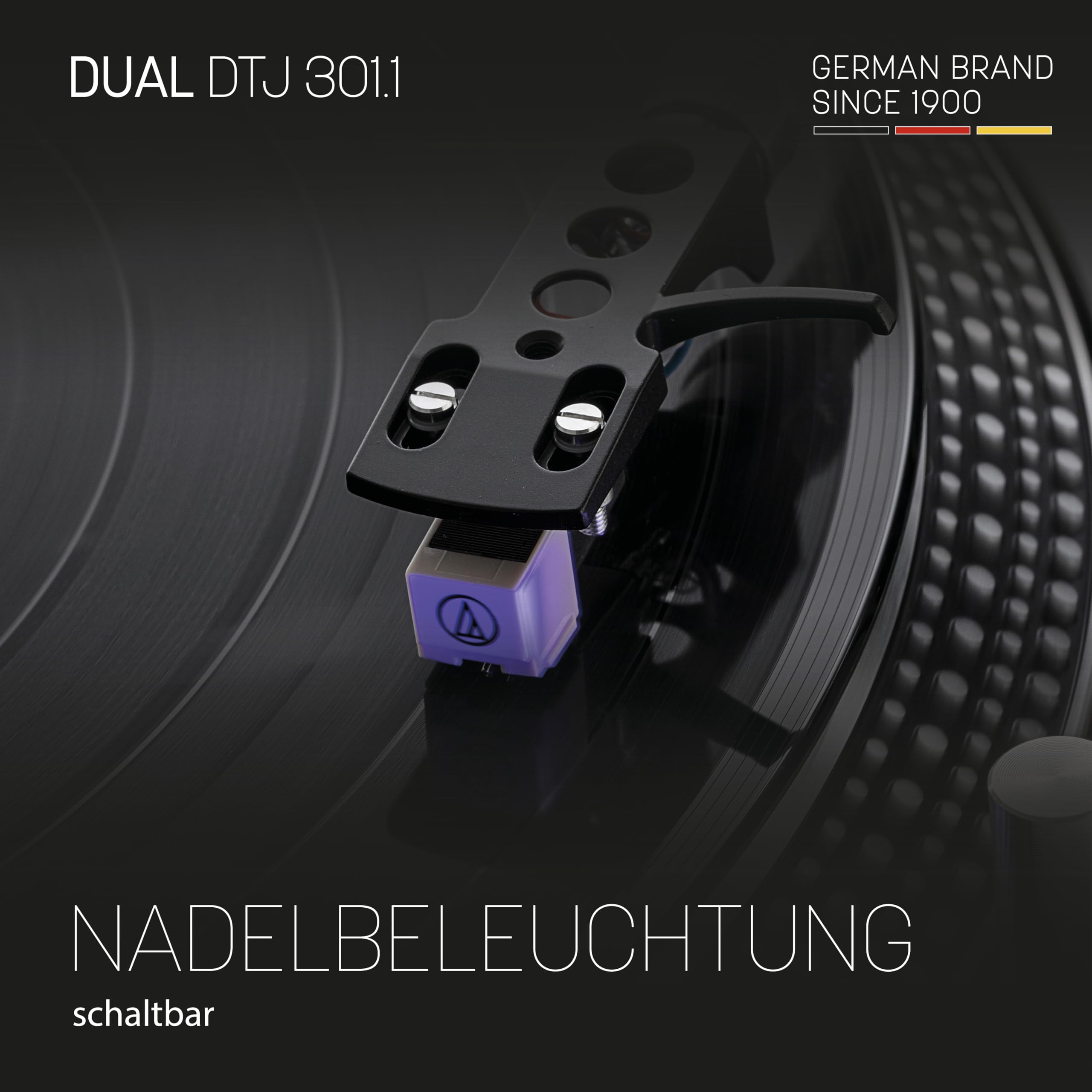 Dual DTJ Tourne-Disque DJ USB, système de tête magnétique, Aiguille Pitch (33/45 Tours/Min, éclairage, USB) Entraînement Direct avec Fonction DJ (Noir) Noir