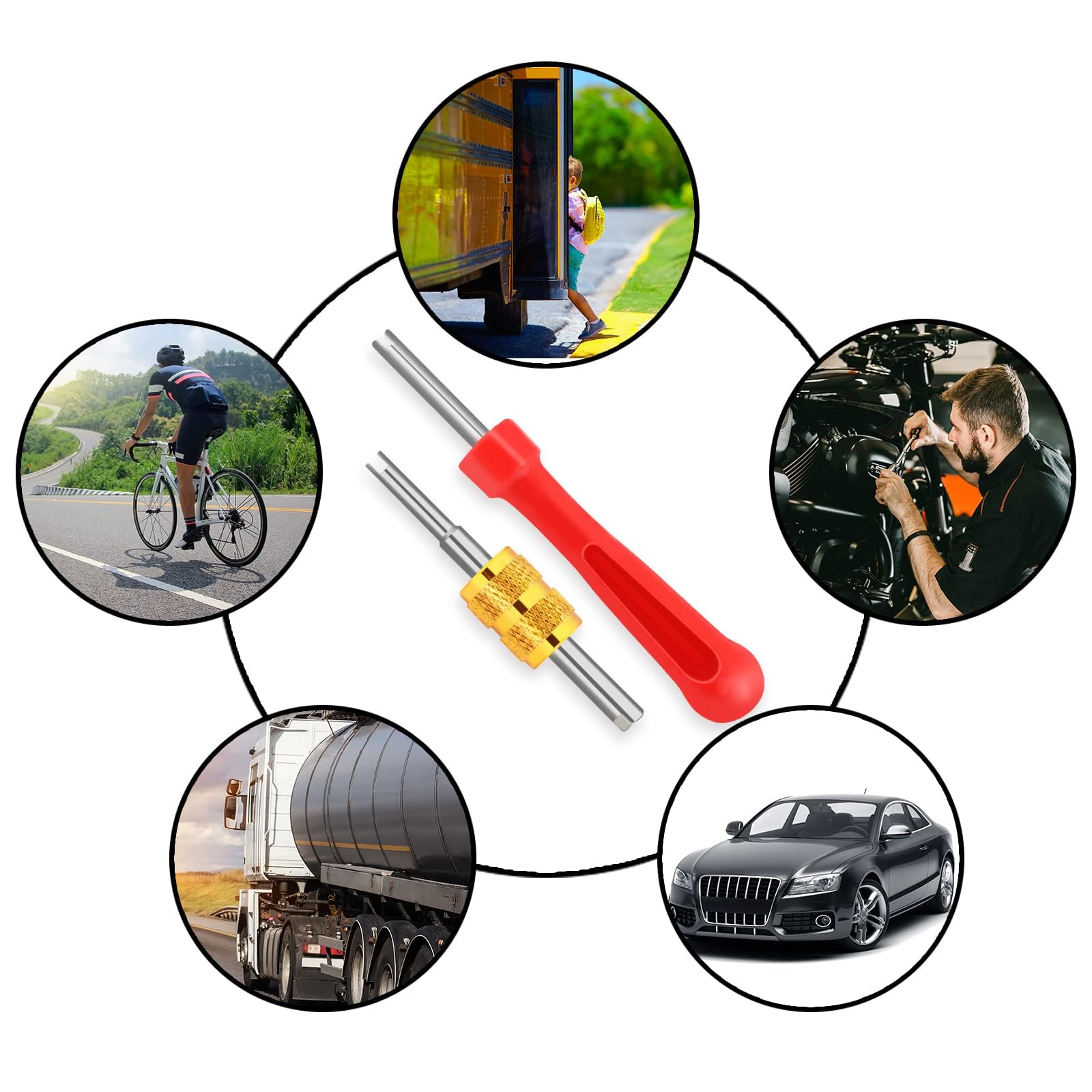 46-tlg. Ventil Reparatur Set - Komplett-Werkzeug Für Auto, Bike & Motorrad Reifen