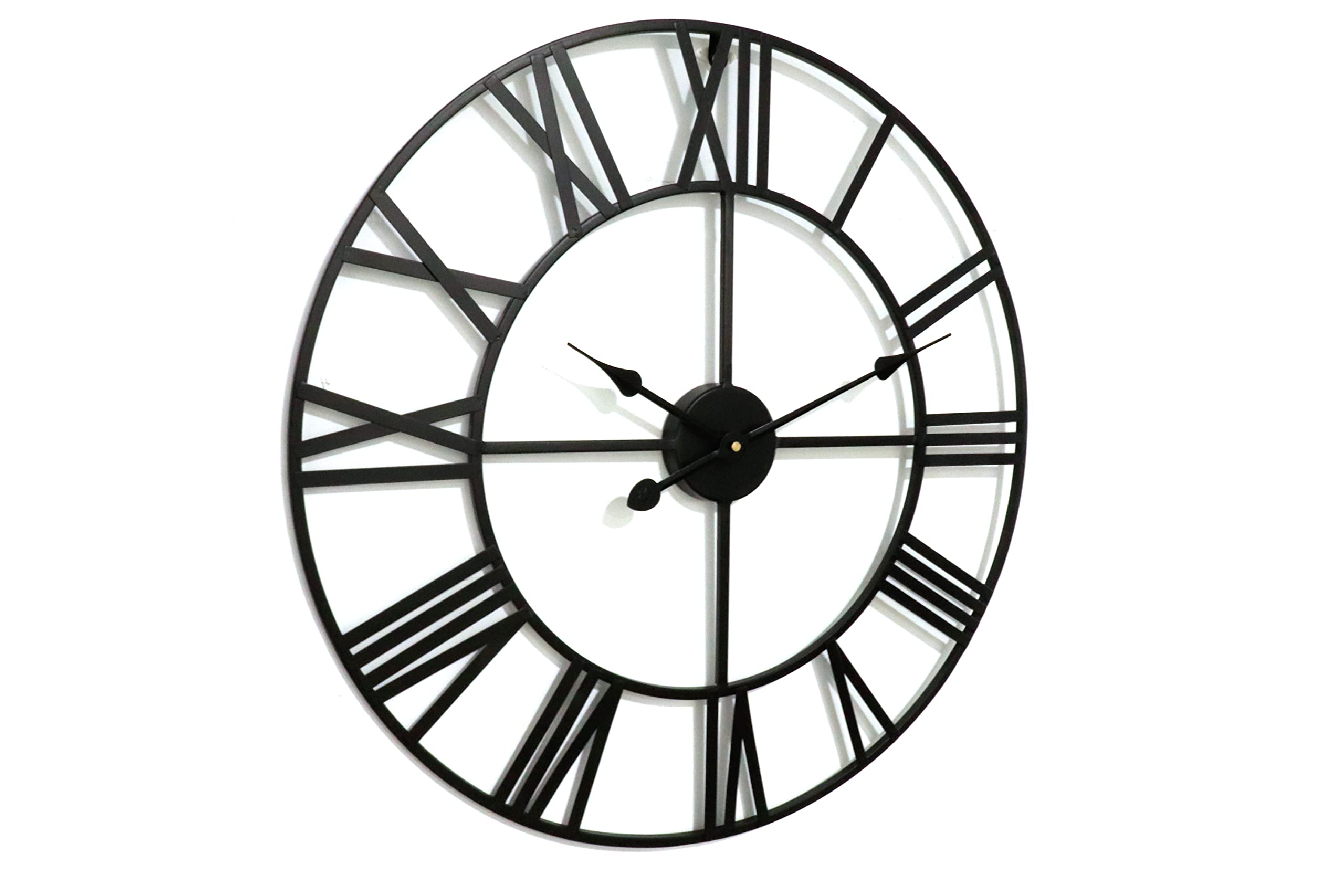 Technoline Metall-Wanduhr 60cm,XXL, Vintage Wanduhr mit römischen Ziffern,extra leises Uhrwerk,Designer Wanduhr,für Schlafzimmer,Wohnzimmer,Küche,Halle,Lobby Metall,schwarz,WT1615