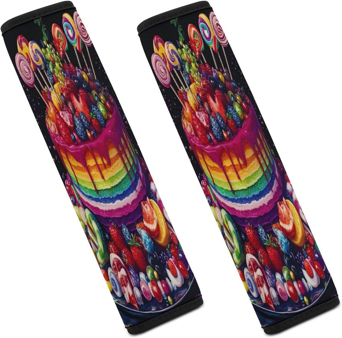 Colorful Birthday Cake Car Seat Strap Covers Soft Seat Strap Shoulder Pads Seatbelt Covers for All Car Seats 2PCS