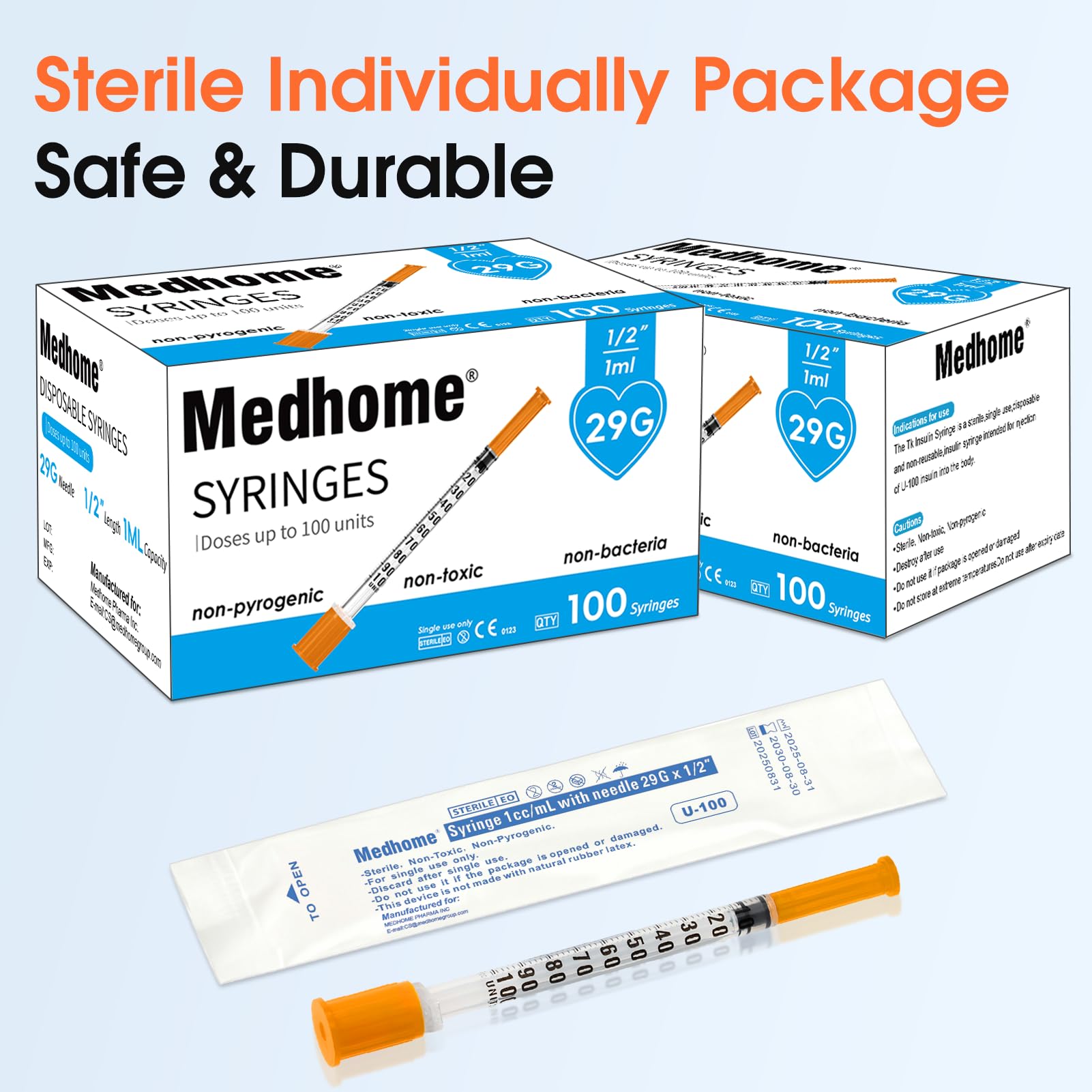 1ml 29G 1/2 Inch Syringe, Lab Syringes Individually Wrapped, Pack of 100 — Amazon image 5