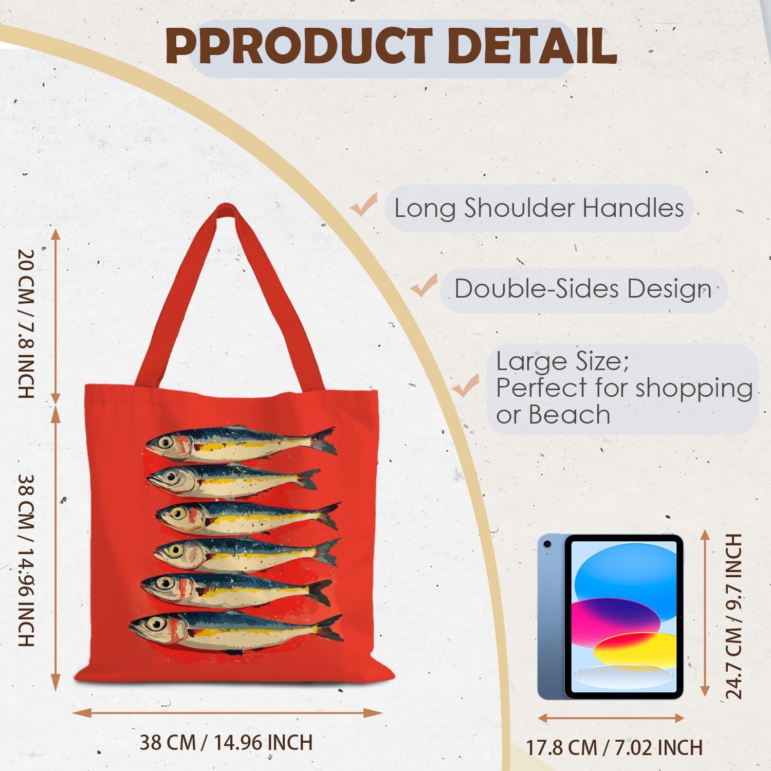 Blue Beach Tote Bag, Blue Coastal Coral Seashell Starfish - Image 4