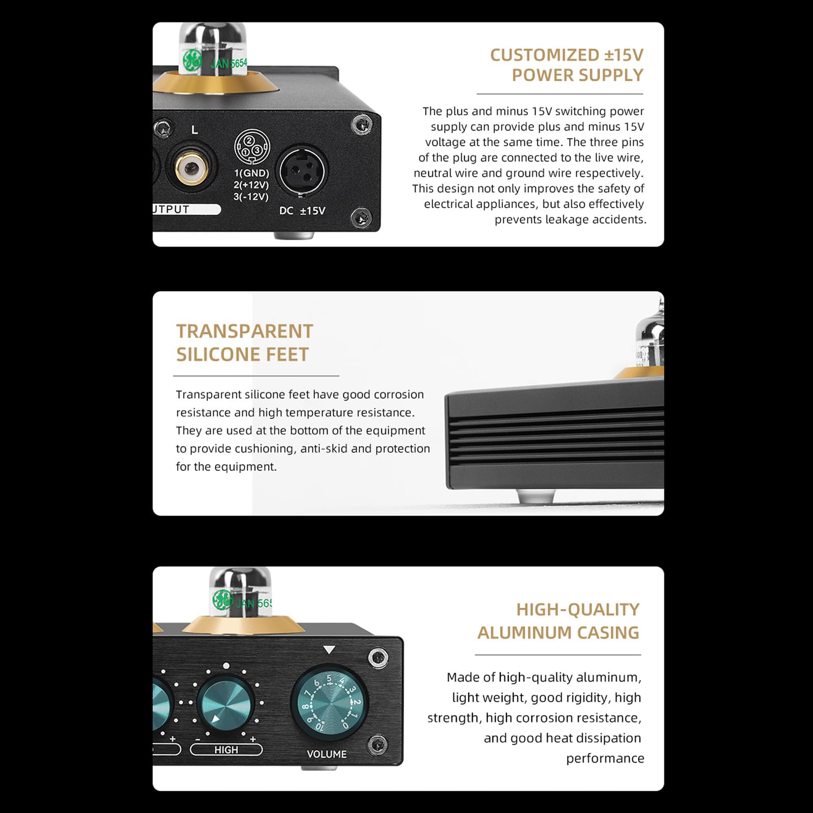Preamplificatore Phono a Valvole, Preamplificatore Audiophile Stereo HiFi Elettrico da Banco, Amplificatore per Cuffie a Valvole per Giradischi Audio Domestico Altoparlante