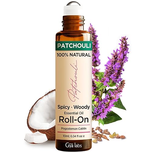 Gya Labs Patchouli Essential Oil Roll on for Skin - 100% Pure Natural Patchouli Perfume for Women, Soothing Aromatherapy Oil Roller, Alcohol Free, Travel Size (0.34 Fl Oz) - Patchouli (Roll On)