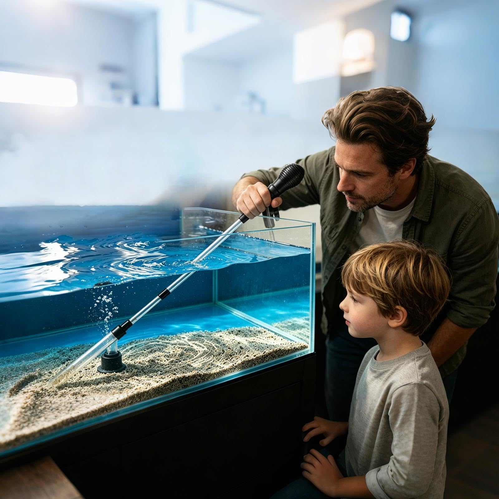 Aspirateur de gravier pour aquarium avec clip limiteur de débit, ventouse pour réservoirs jusqu'à 60 cm, idéal pour bassin, fontaine de jardin tortue et entretien des récifs
