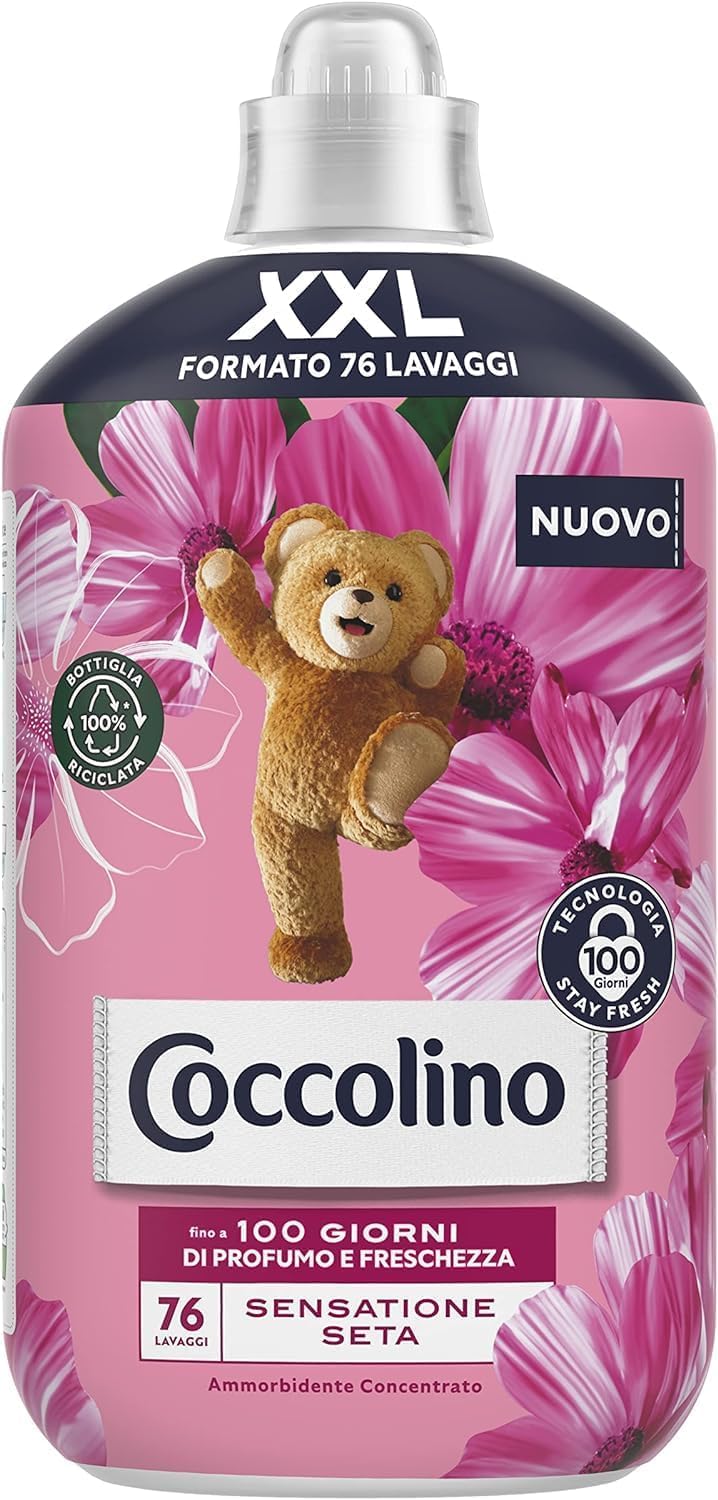 6 X Coccolino XXL Ammorbidente Concentrato Sensazione Seta, ammorbidente concentrato, 76 lavaggi, 1750 ml + portachiavi Beni Culinari