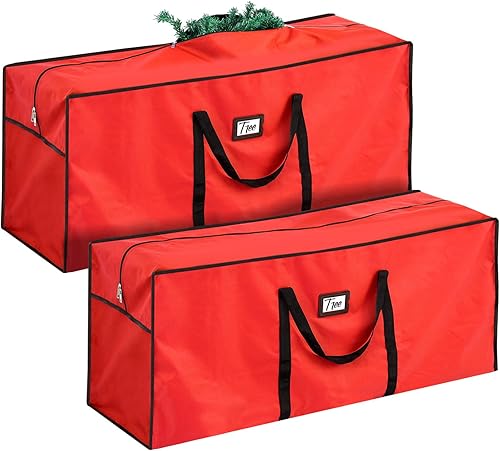 Paterr Bolsa de almacenamiento para árbol de Navidad, 2 unidades, se adapta a árboles de hasta 7.5 pies, impermeable, resistente, 600d, material
